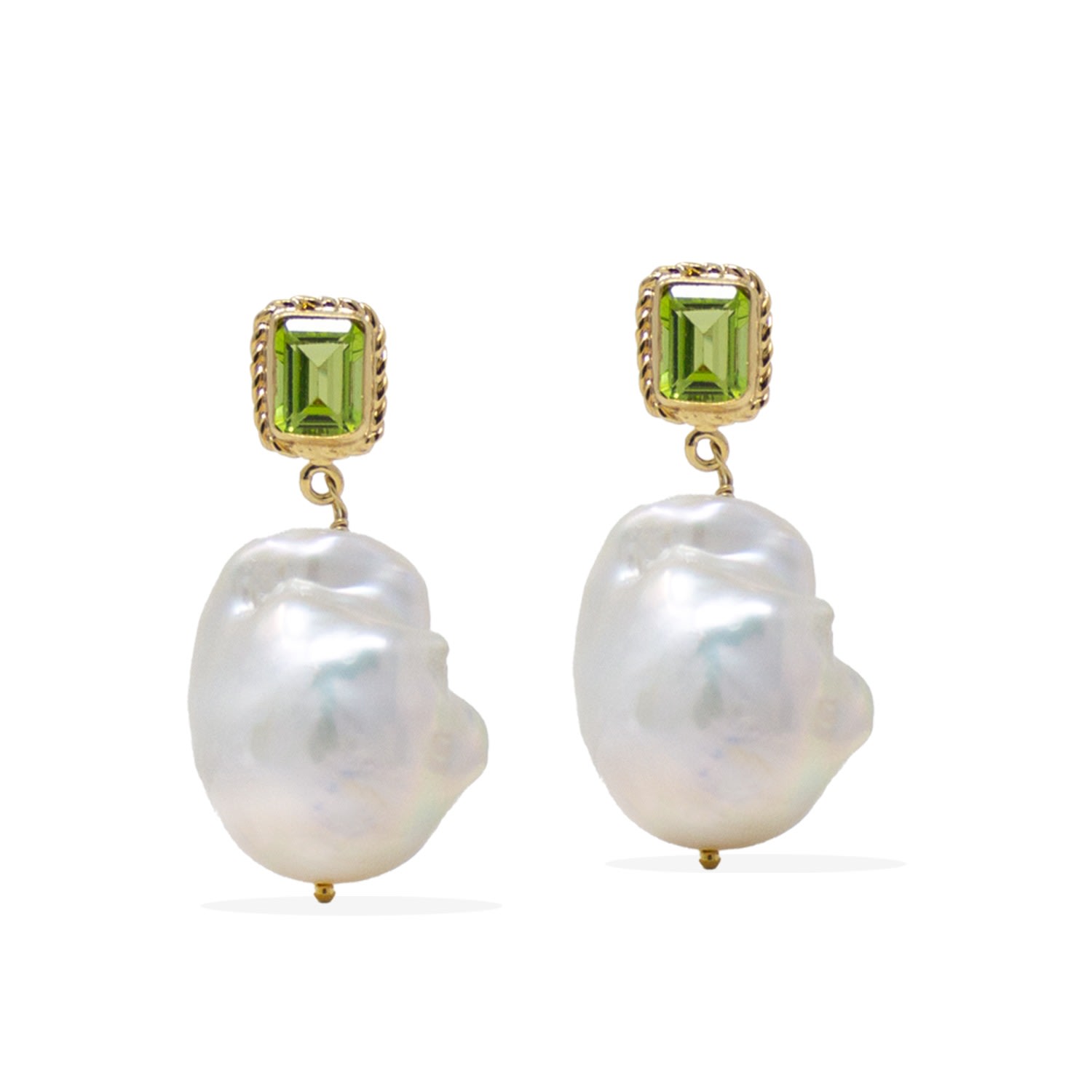 Women’s Green / Gold Luccichio Gold Vermeil Peridot & Pearl Earrings Vintouch Italy