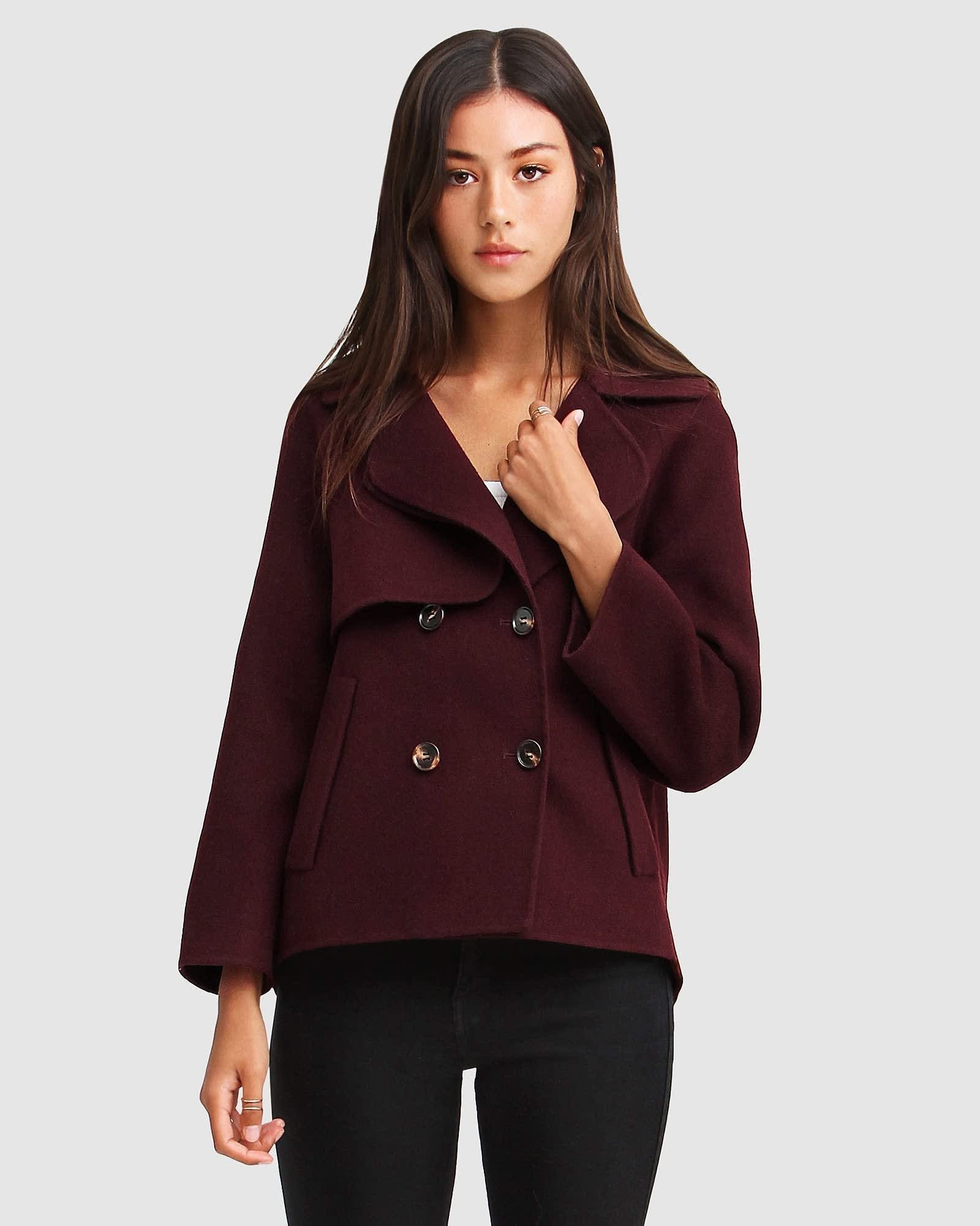 I m Yours Wool Blend Peacoat Burgundy by Belle Bloom