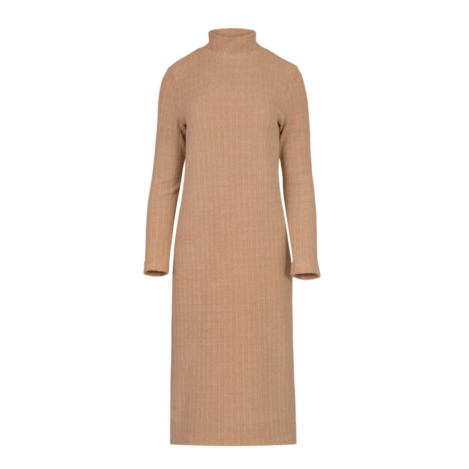 Women’s Neutrals Camel Long-Sleeved Turtleneck Dress - Elegance Meets Comfort Large Oh!Zuza Night & Day