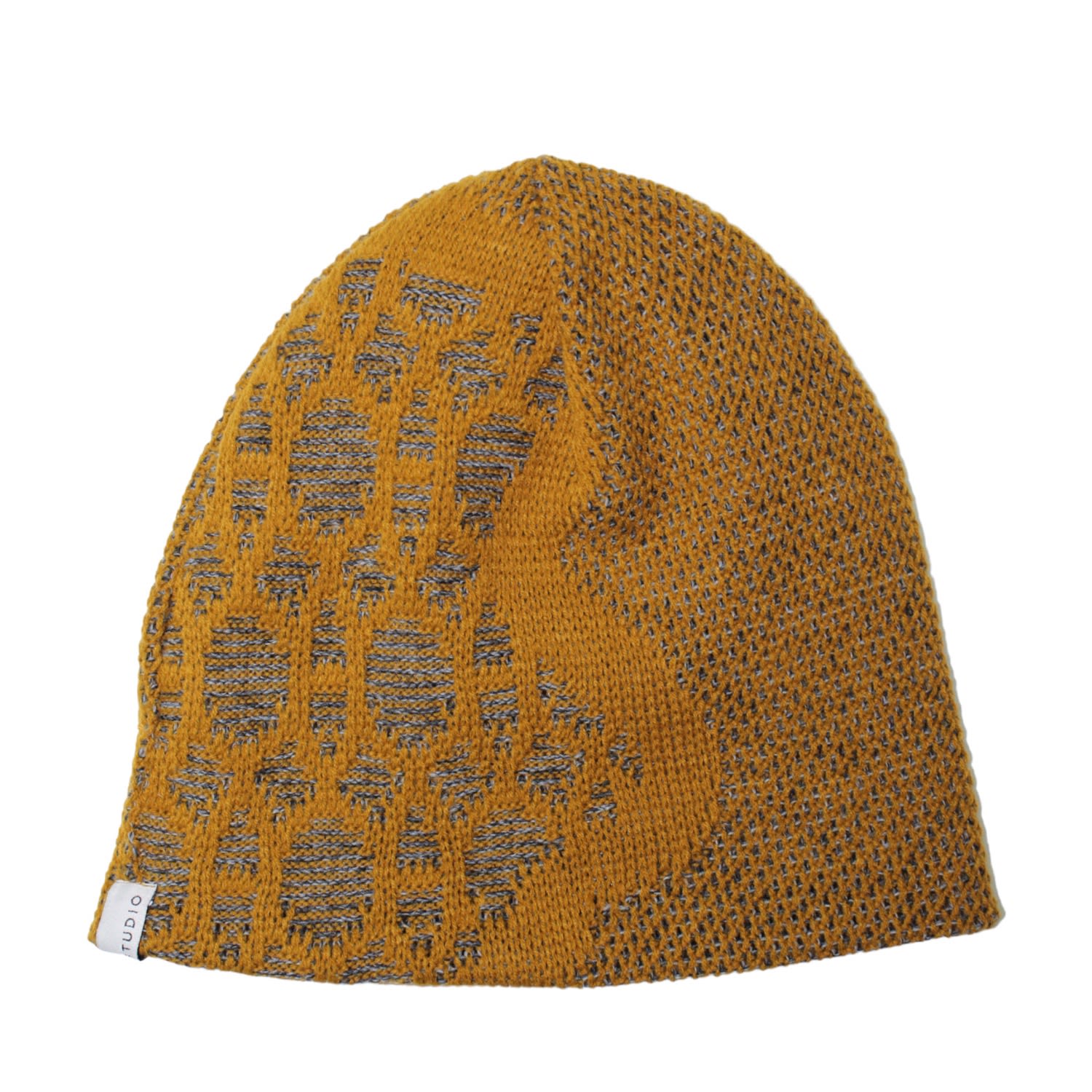 Men’s Atlas Engraving Beanie - Mustard, Grey One Size Maria Aristidou