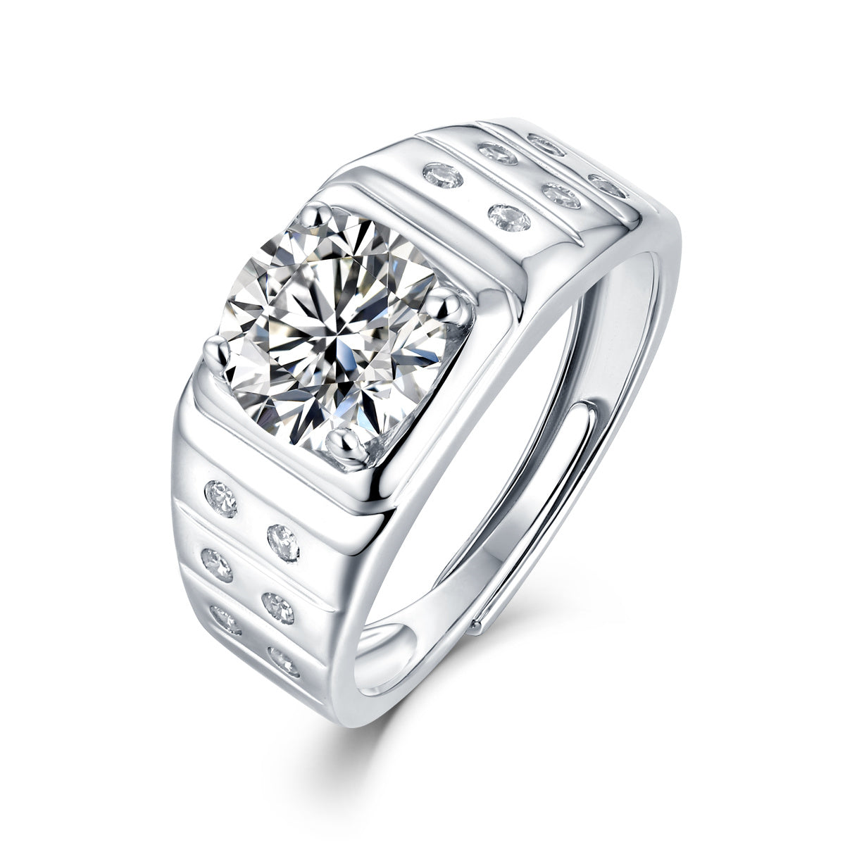 Genevive Jewelry Women's Stella Valentino Sterling Silver White Gold Plated With Lab Created Moissanite Solitaire & B In White