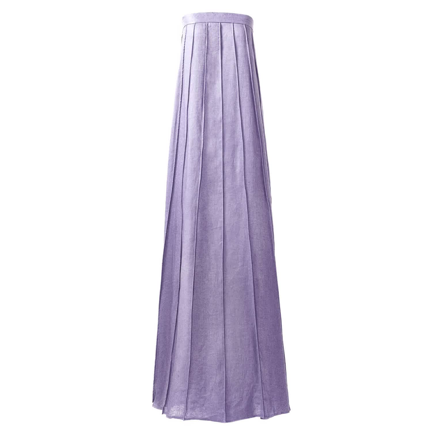 Lilac Purple Linen Maxi Dress  Designer Strapless Gown With Pleated Detail  | Kargede | Wolf & Badger
