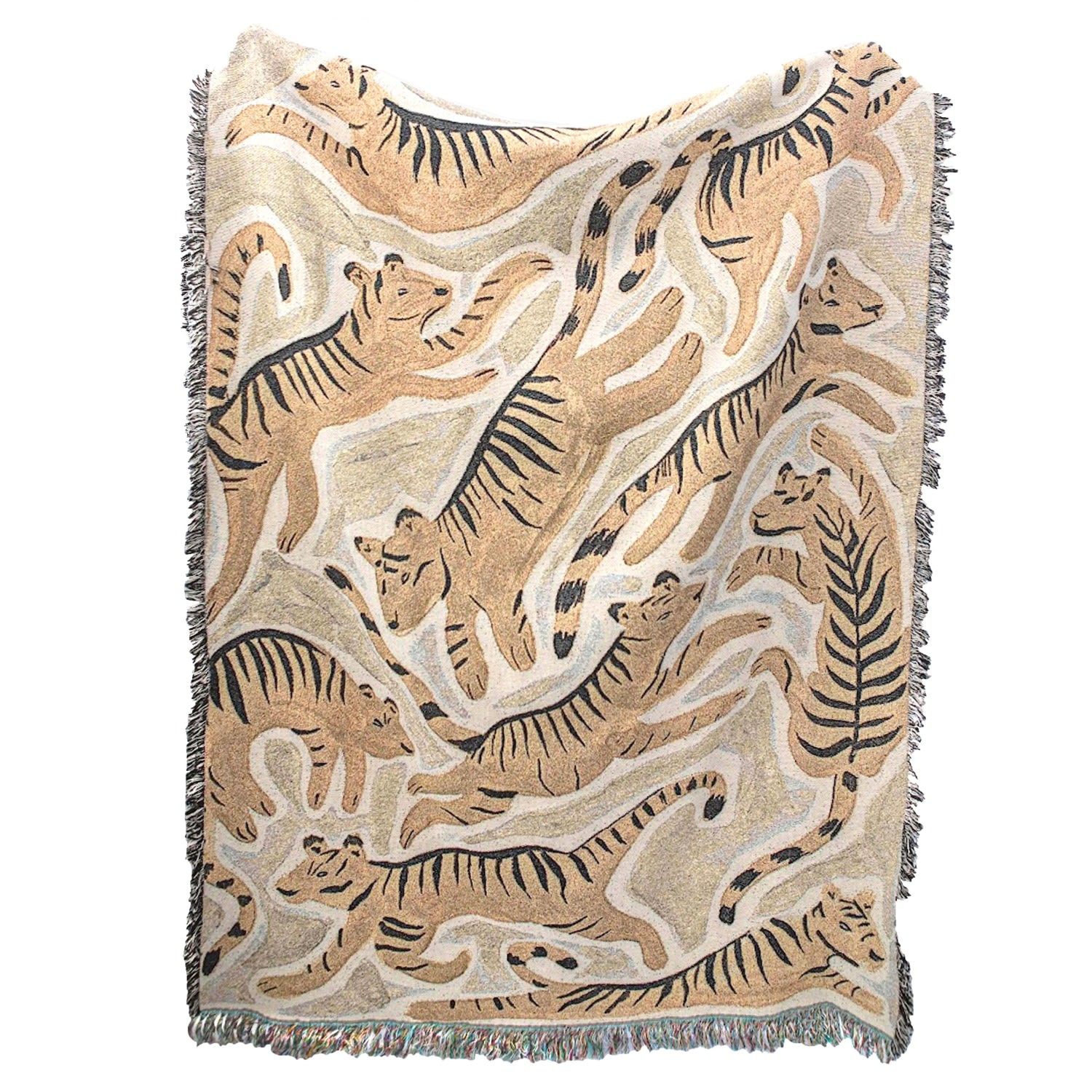 Rosanna Corfe Neutrals / Black / Yellow Tigers 01 Woven Throw In Black/yellow