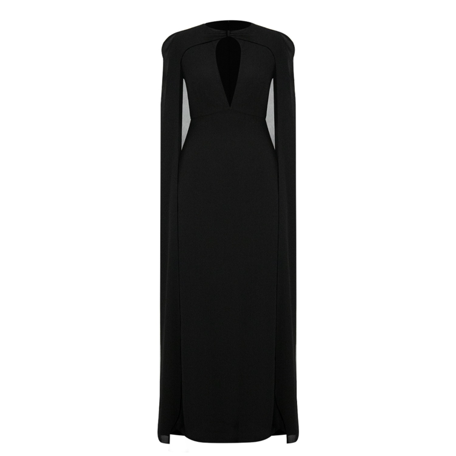 Alina Anwar Couture Women's Black Chiffon Gown With Attached Cape And Floor-length Sleeves In Black