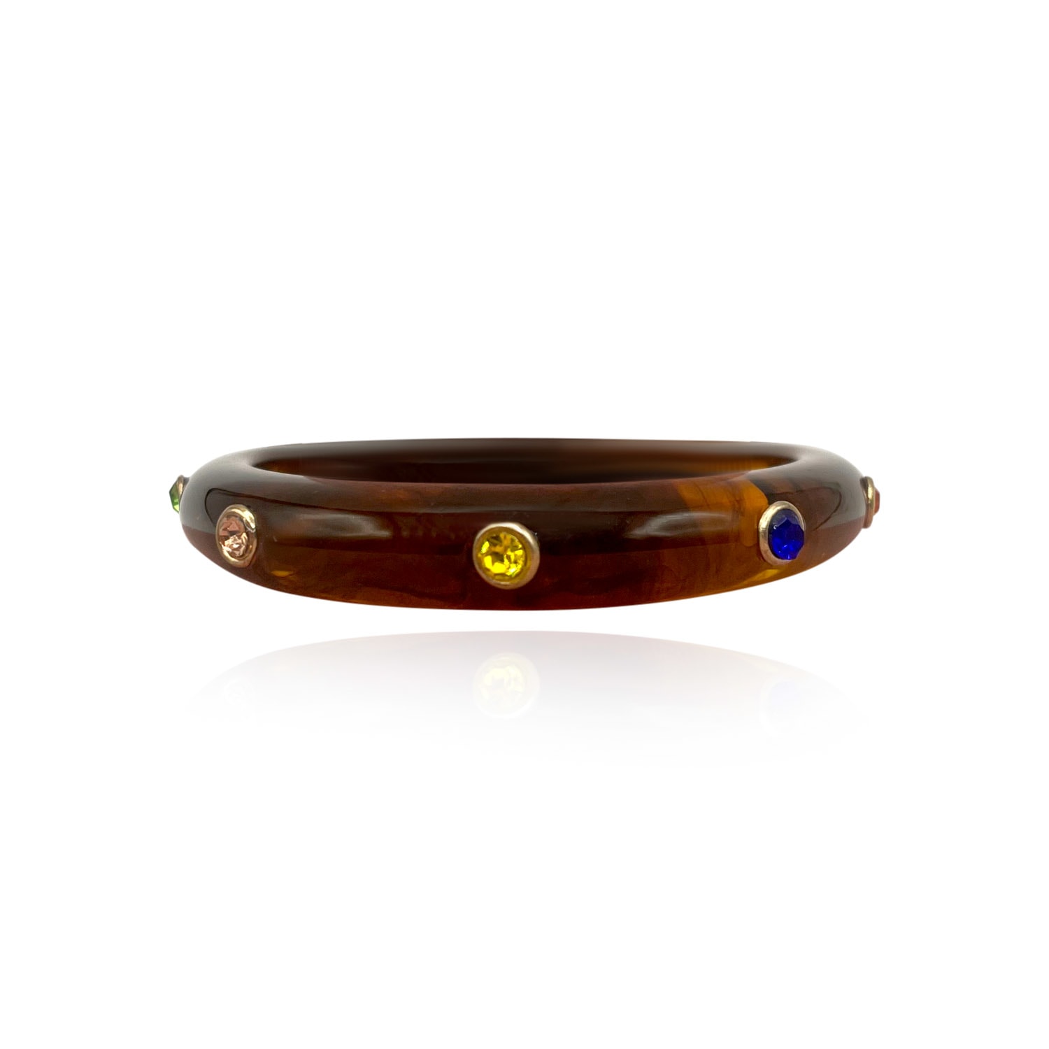 Michael Nash Jewelry Women's Brown Tortoise Resin Bangle With Multi-color Crystals In Brown