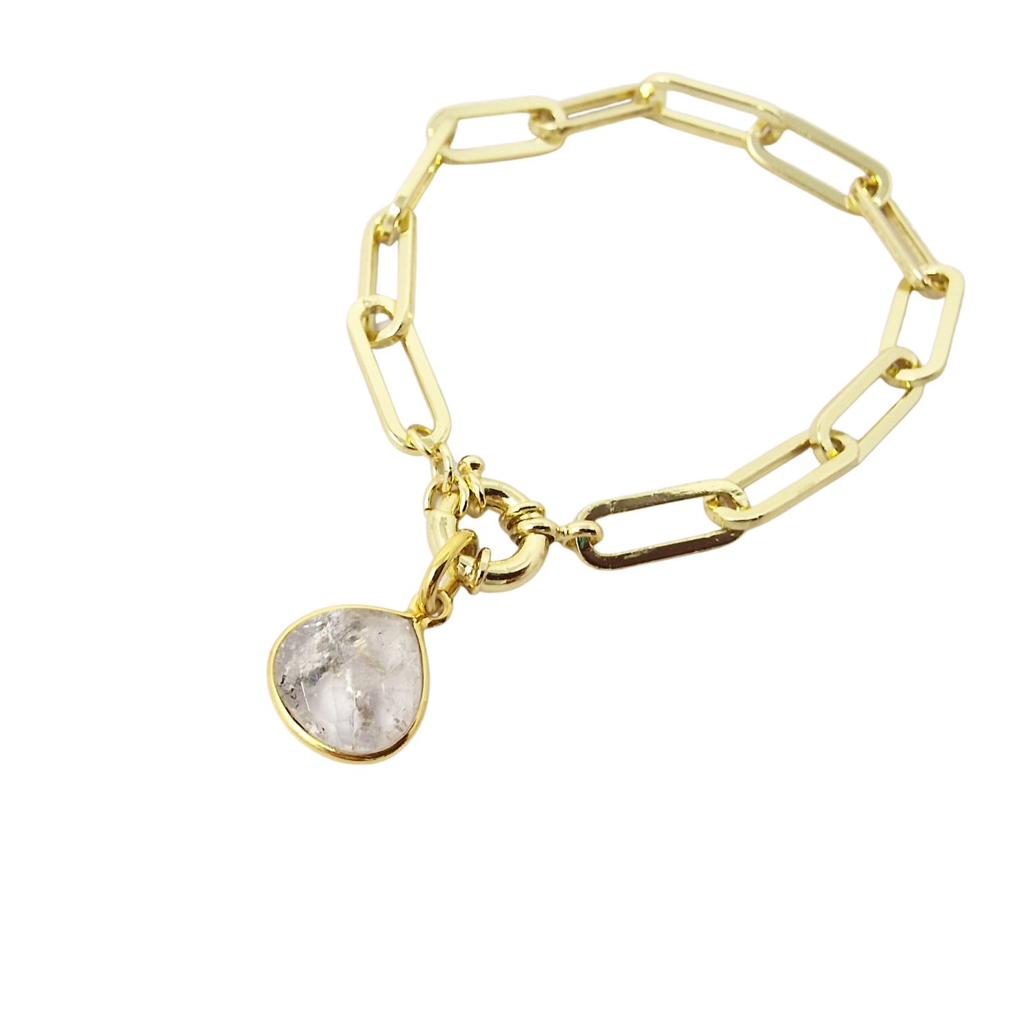 Women’s White / Gold Gold Plated Diamond April Birthstone Crystal Bracelet Harfi