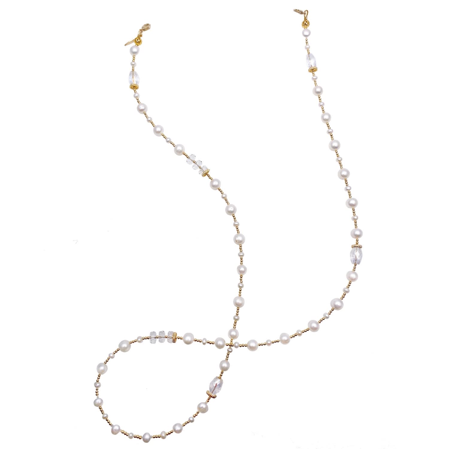 Removable Freshwater Pearls & Crystals Glasses Chain | Farra  display picture 1