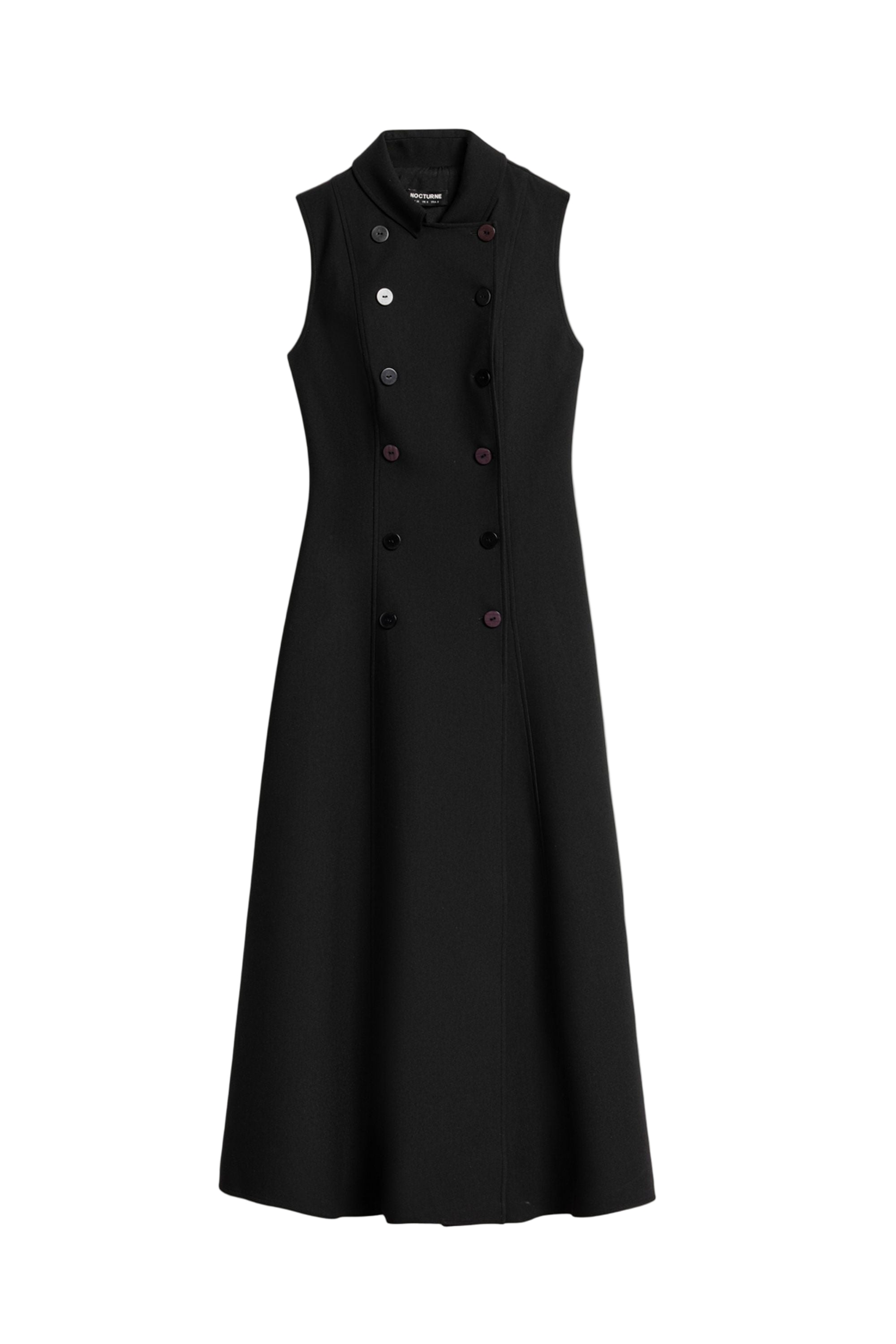 Nocturne Women's Black Sleeveless Double-breasted Midi Dress In Blue