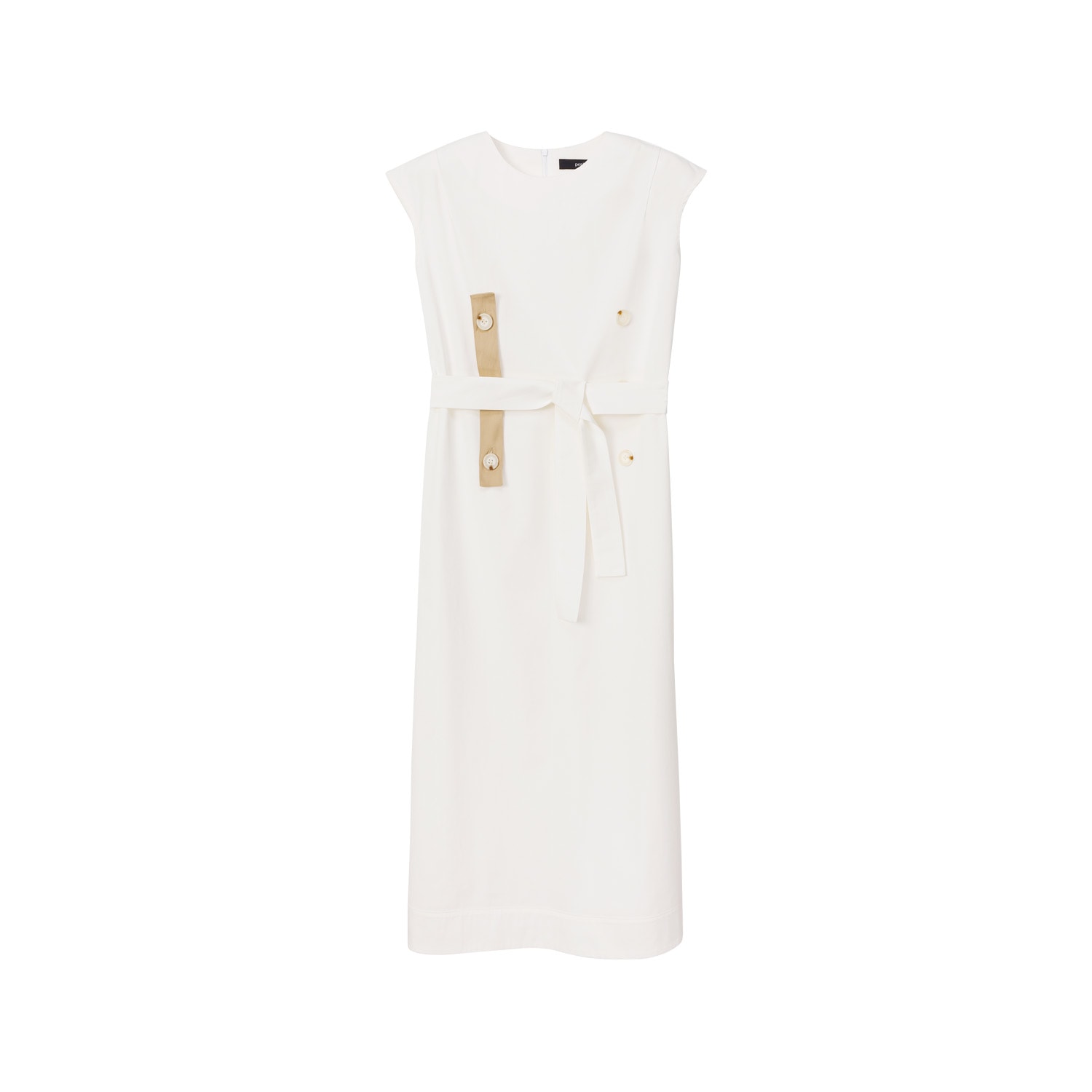 Peploum Women's White Isogi Dress With Button In White