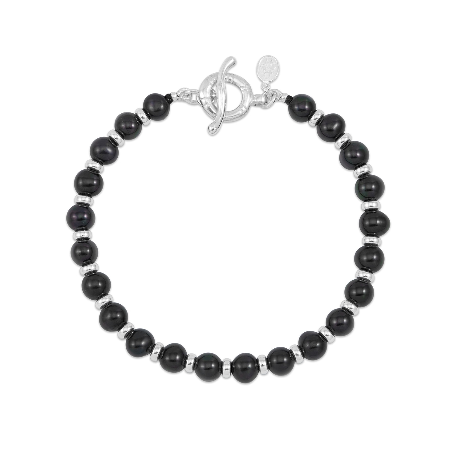 Dower & Hall Men's Black Pearls Halo Bracelet In Black