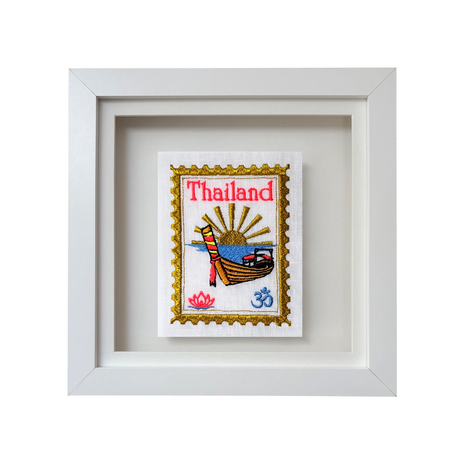 Lilly Loves White Thailand Inspired Embroidered Artwork In Multi