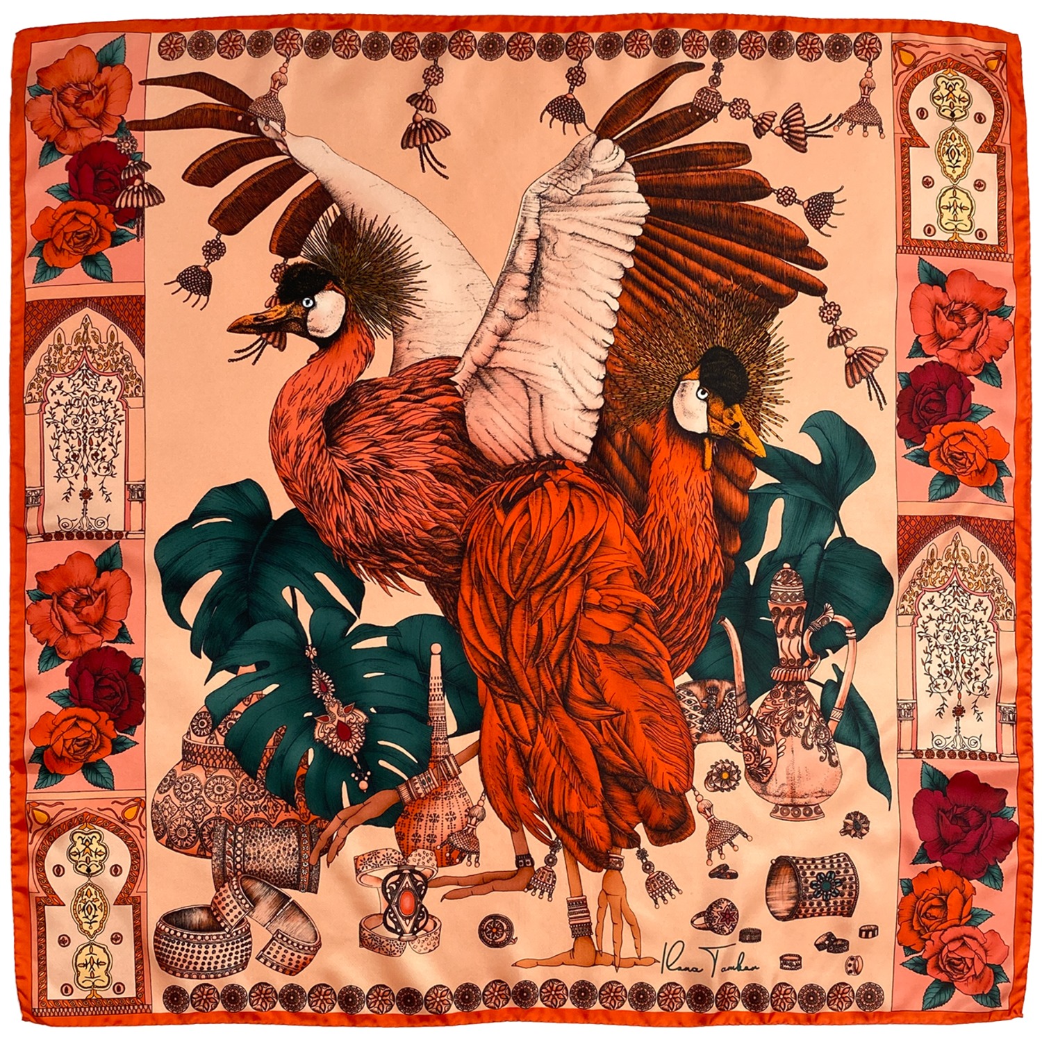 The African Crowned Crane Silk Scarf - Ilona Tambor