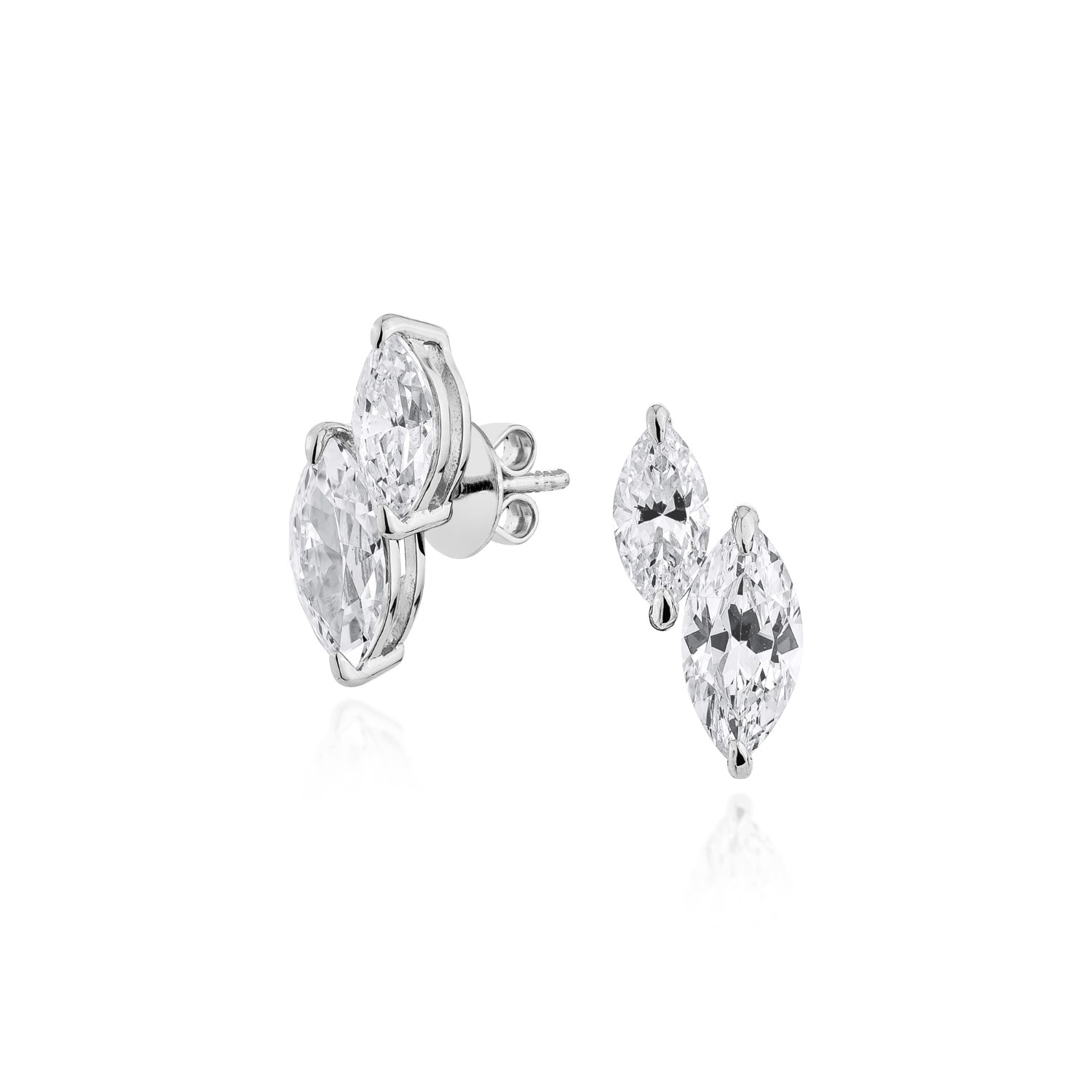 Sally Skoufis Women's Silver / White Renaissance Stud Earrings With Man Made Cz Diamond Stimulant In Sterling Silv In Multi