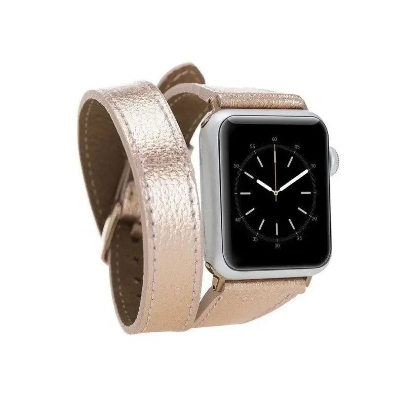 Leather double wrap apple watch band hot sale