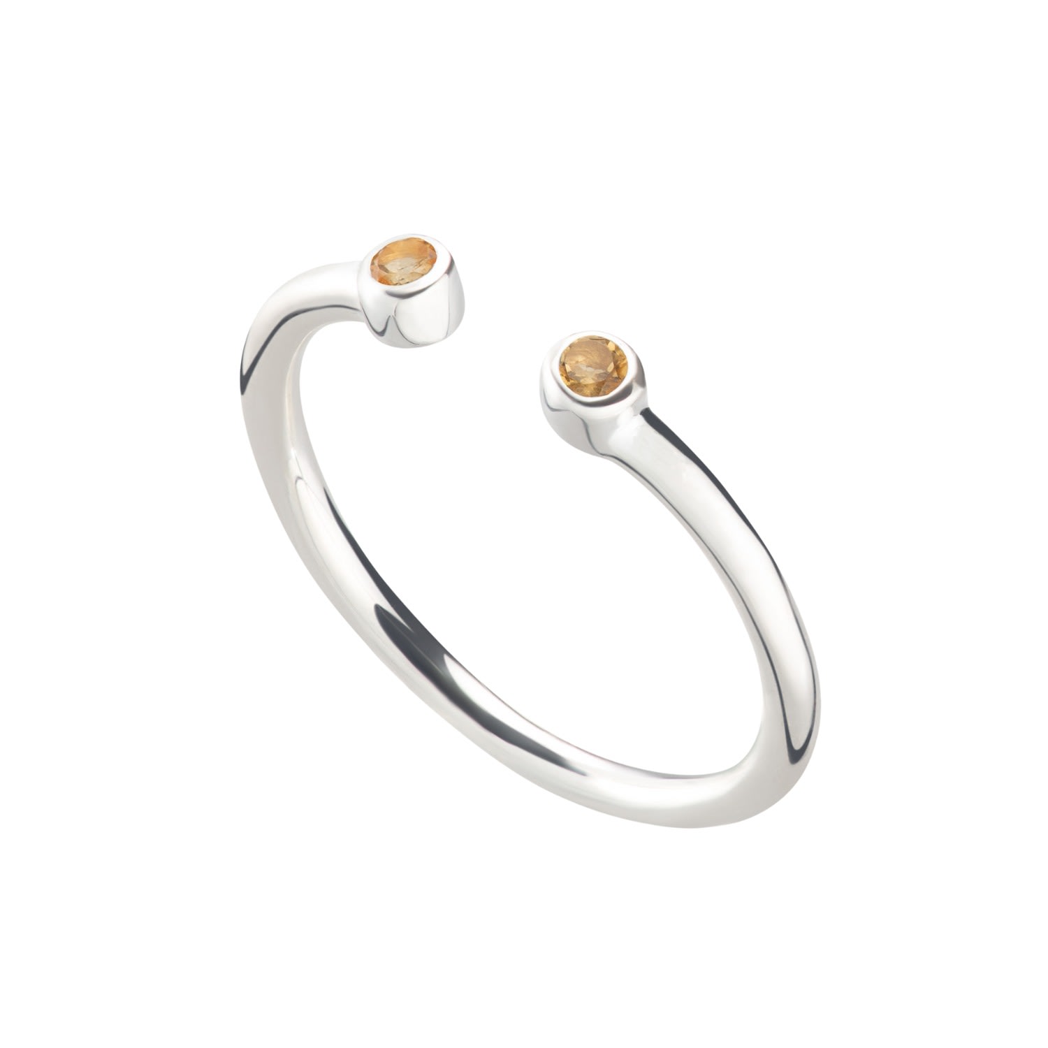 Lily Charmed Women's Silver / Yellow November Birthstone Open Style Ring - Citrine In Multi