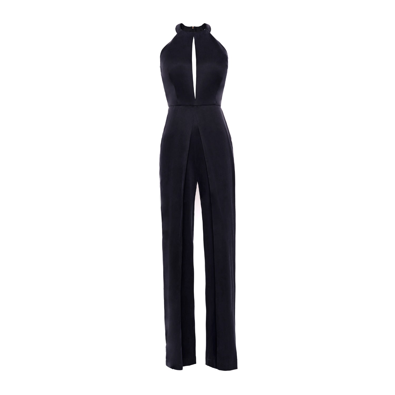 Women’s Dona Black Halter Neck Front Cut Out Jumpsuit With Split Leg Small Nomi Fame