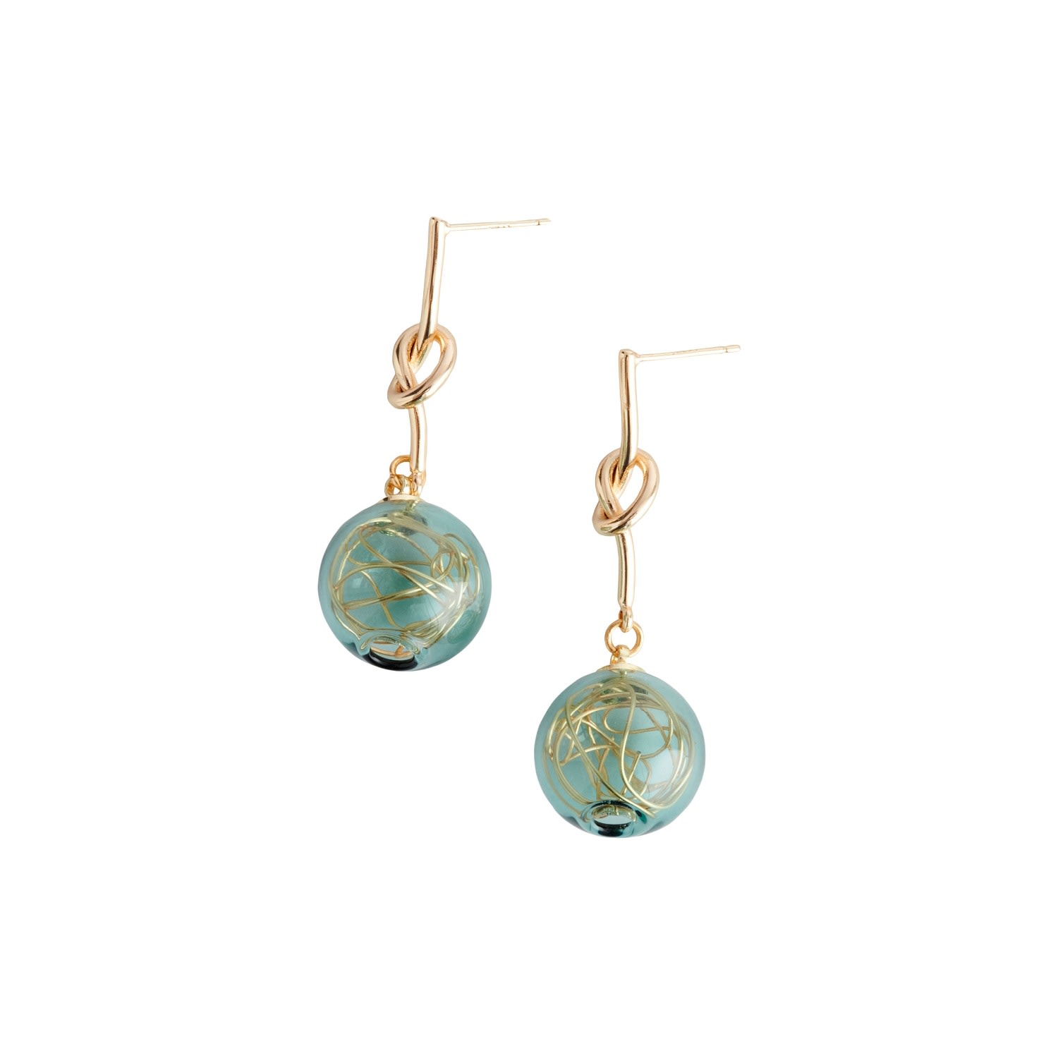 Women’s Gold / Green Knot Sphere Earrings In Green Paisie