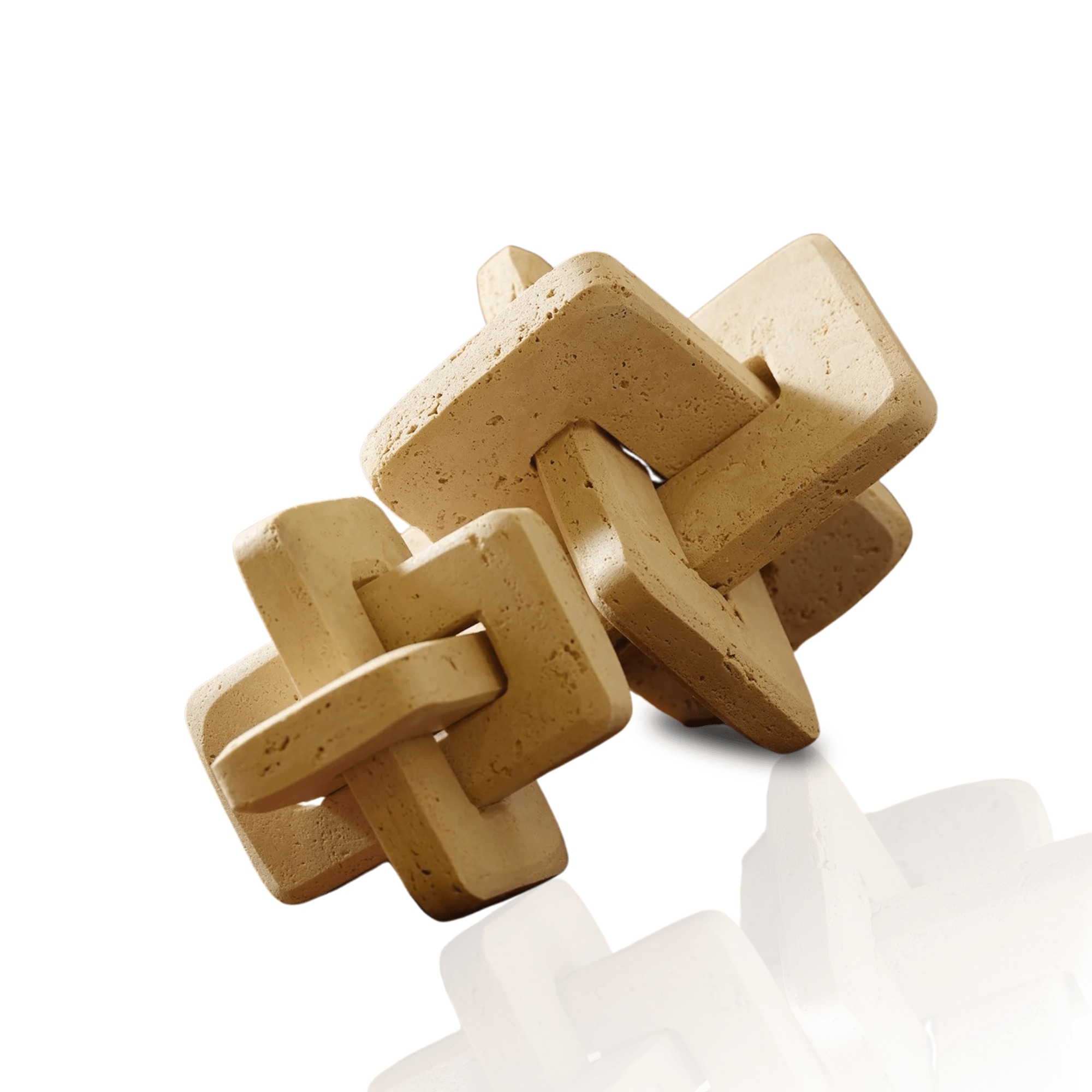 Marleth Brown Travertine Maze Decor – Interlocking Sculptural Accent In Natural Stone