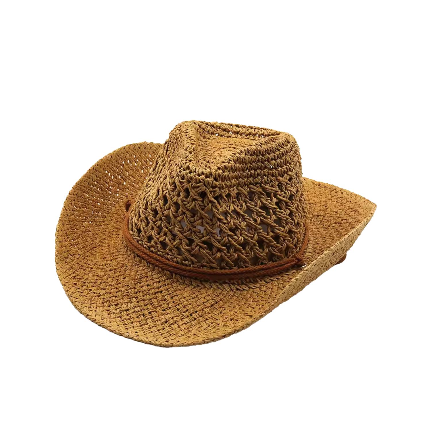 Women's Brown Natural Straw Western Cowboy Hat | One Size | Chanel Joan Elkayam