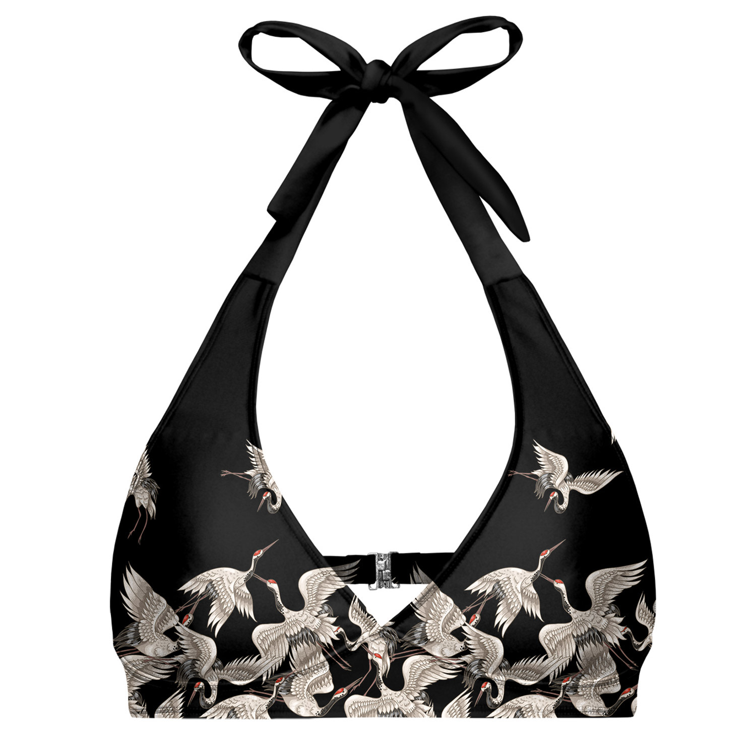 Aloha From Deer Women's Black Cranes Halter Neck Bikini Top In Black