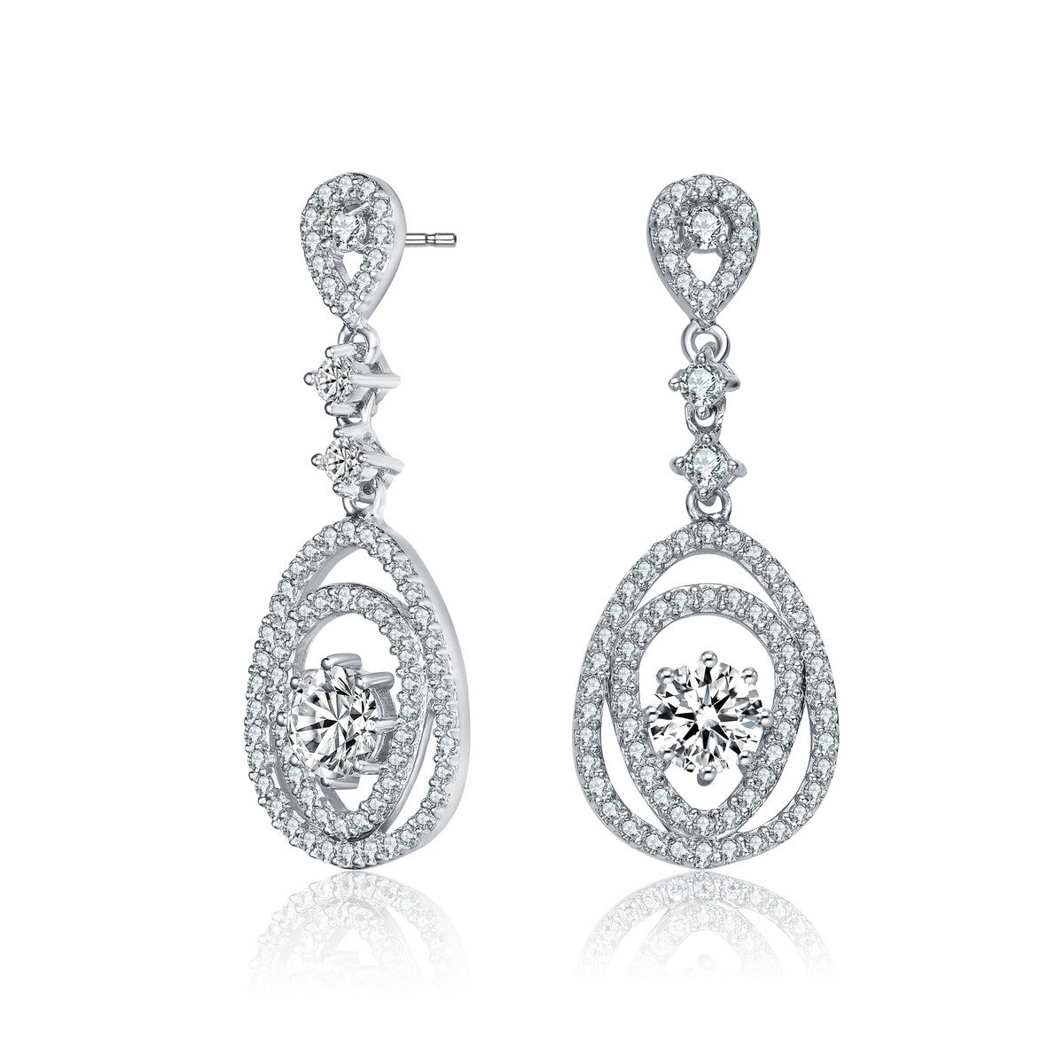 Genevive Jewelry Women's White / Silver Arc Etoile Drop Earrings In Silver