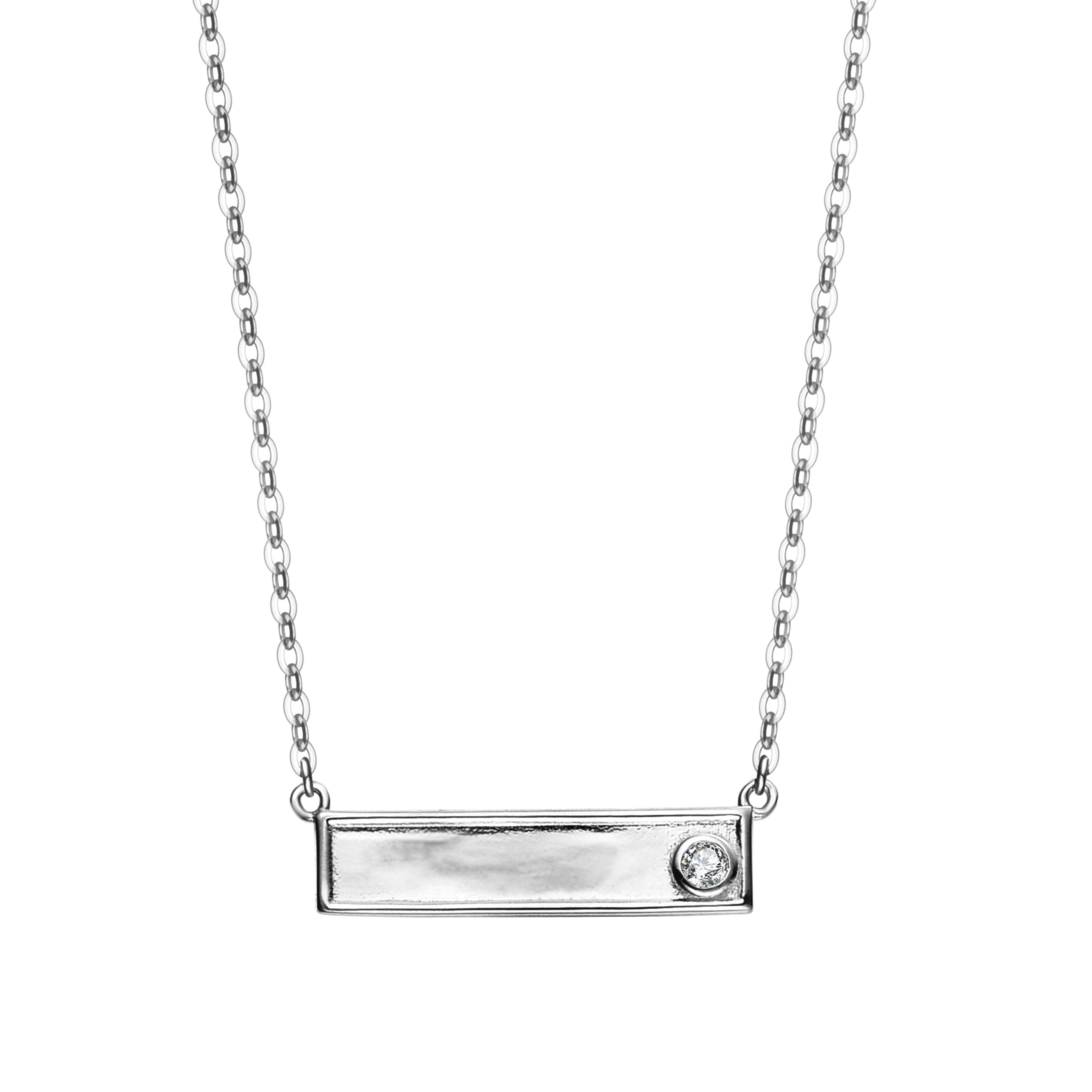 Genevive Jewelry Women's Rachel Glauber White Gold Plated Lab Created Bar Necklace In White