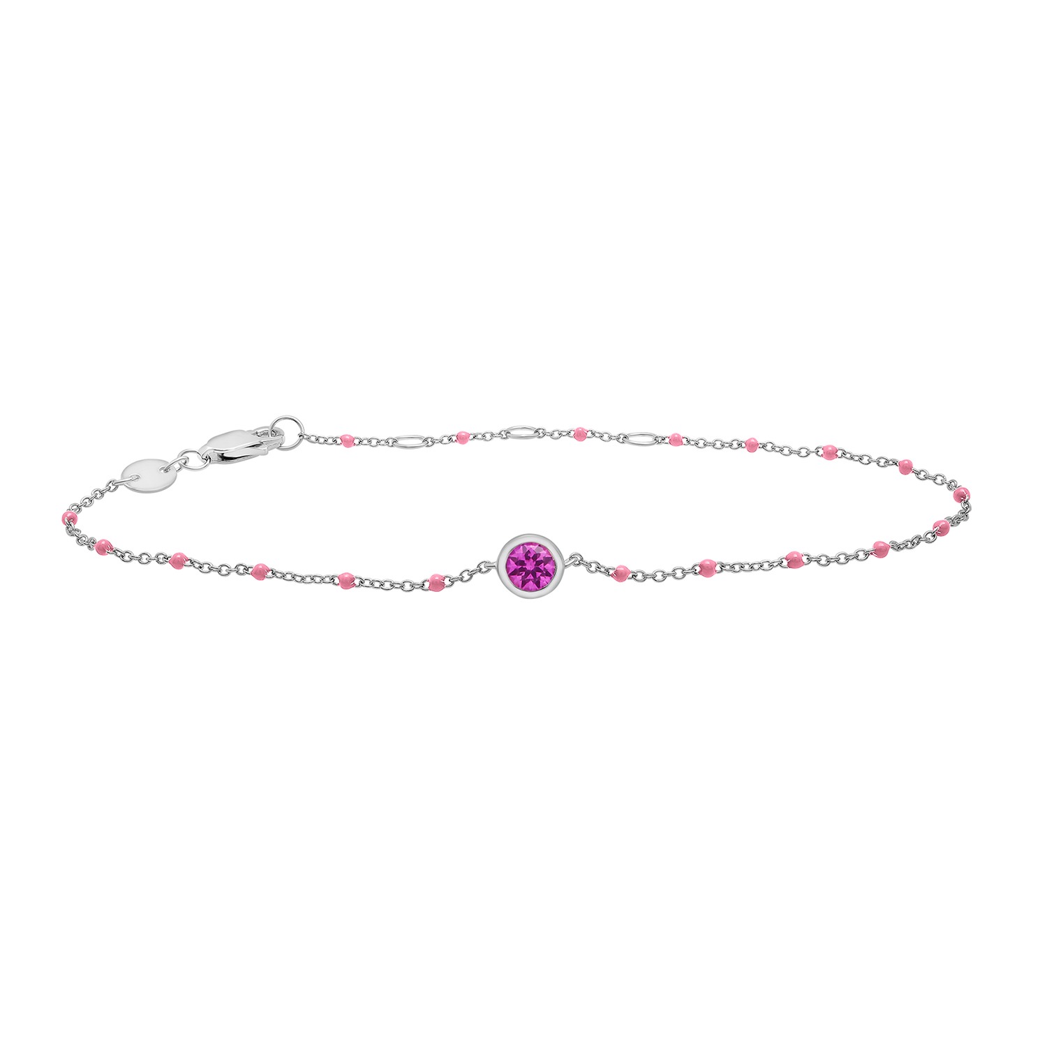 Miki & Jane Women's Birthstone Enamel Bracelet - Pink Sapphire