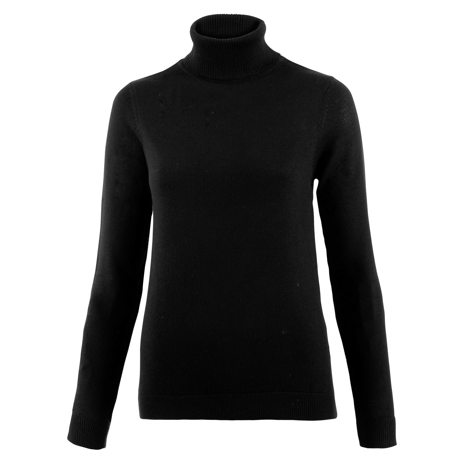 Womens Pure Harriet Extra Fine Merino Wool Roll Neck Jumper - Black XXL Paul James Knitwear