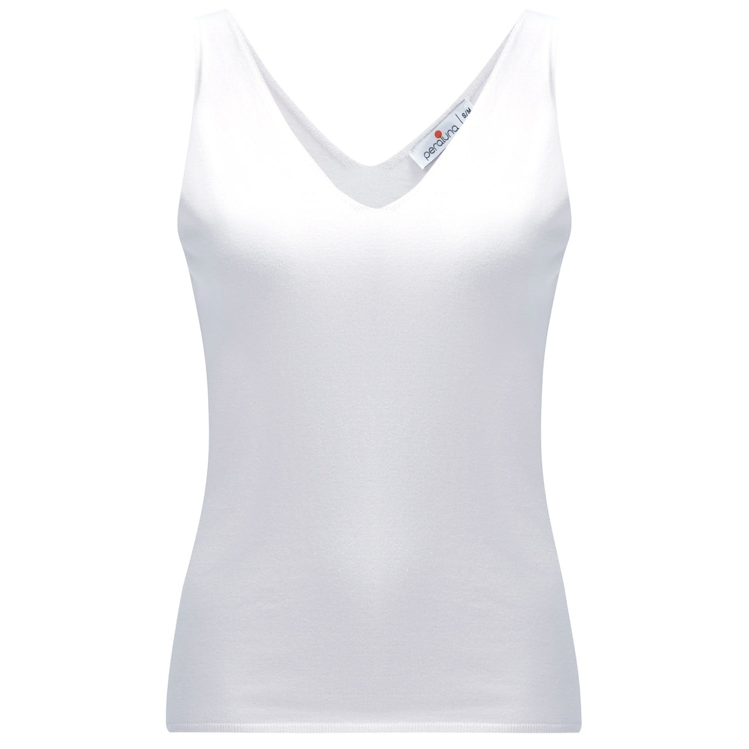 Peraluna Women's White Ruby Top V-neck Fine Knit Tank Top In Ecru In White