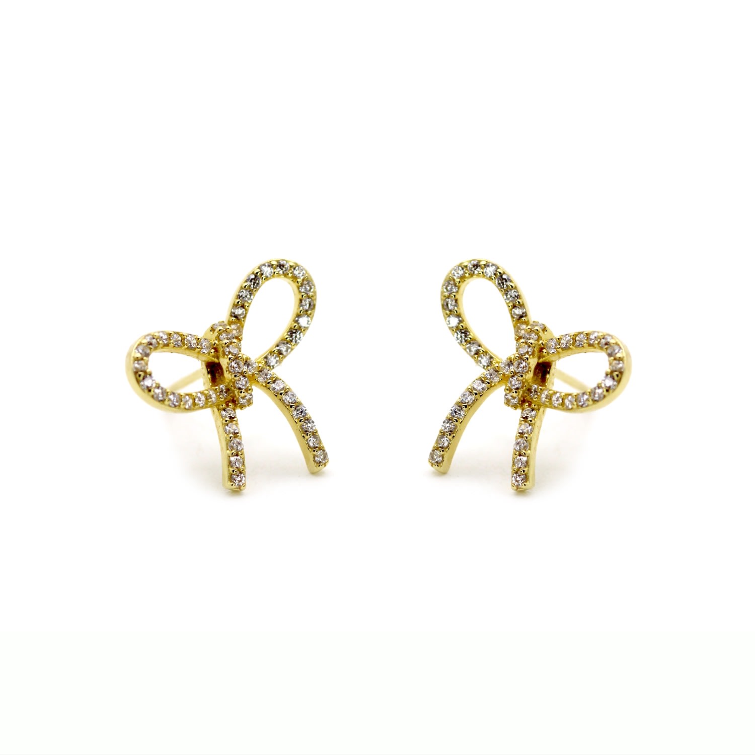 Women’s Gold Ribbon Stud Earrings Vicstonenyc Fine Jewelry