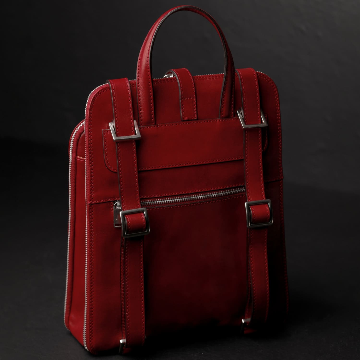 dream control women's red leather backpack purse SVEN Style No. 326 Slim Our Red Leather Carrier backpack can hold 2 pairs of shoes up to size 15 Luxury Leather Backpack - Red
