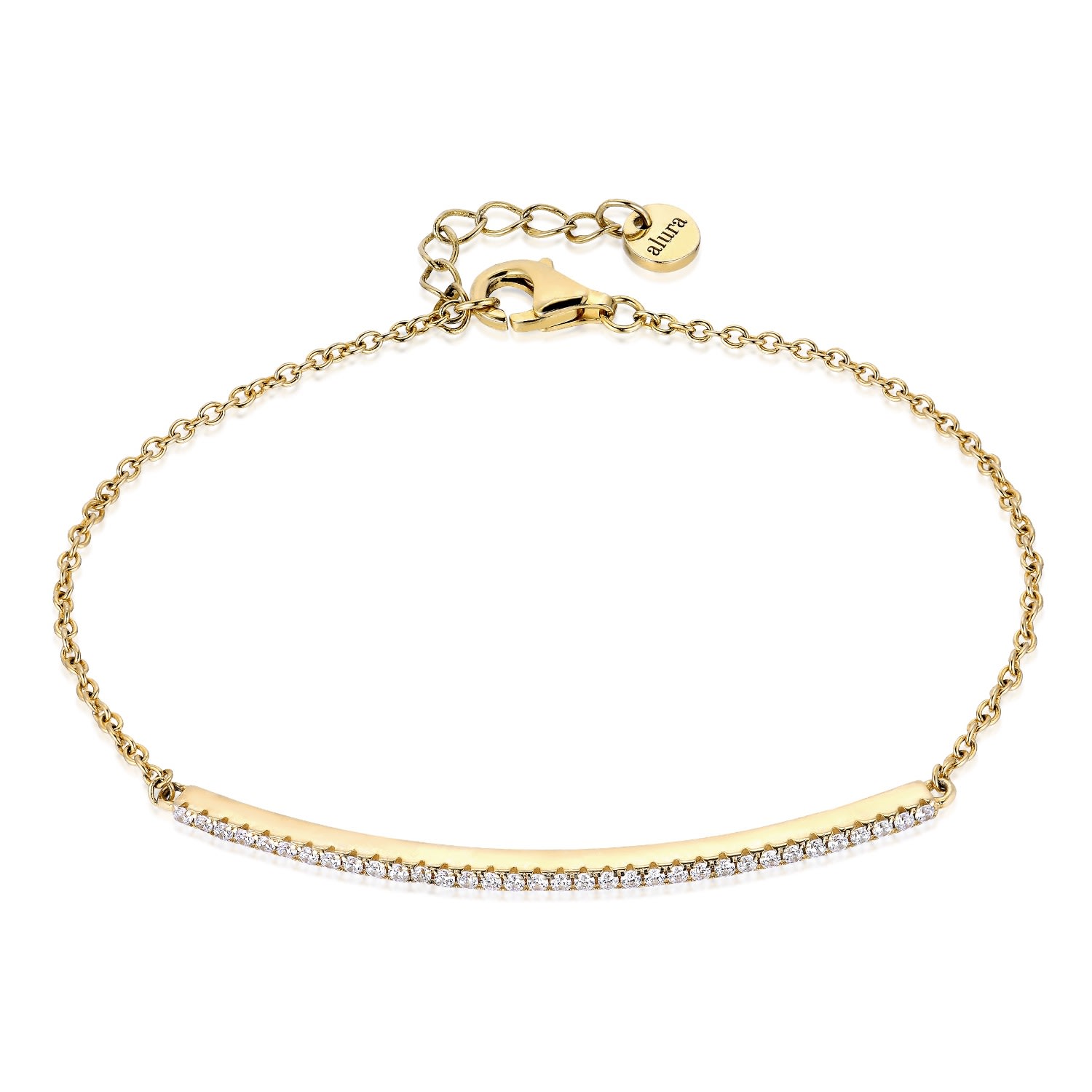 Alura Copenhagen Jewellery Women's Gold Grace - Slim Elegant Bracelet With Fixed Band & Covered With Sparkling Faceted Zirconia In Gold