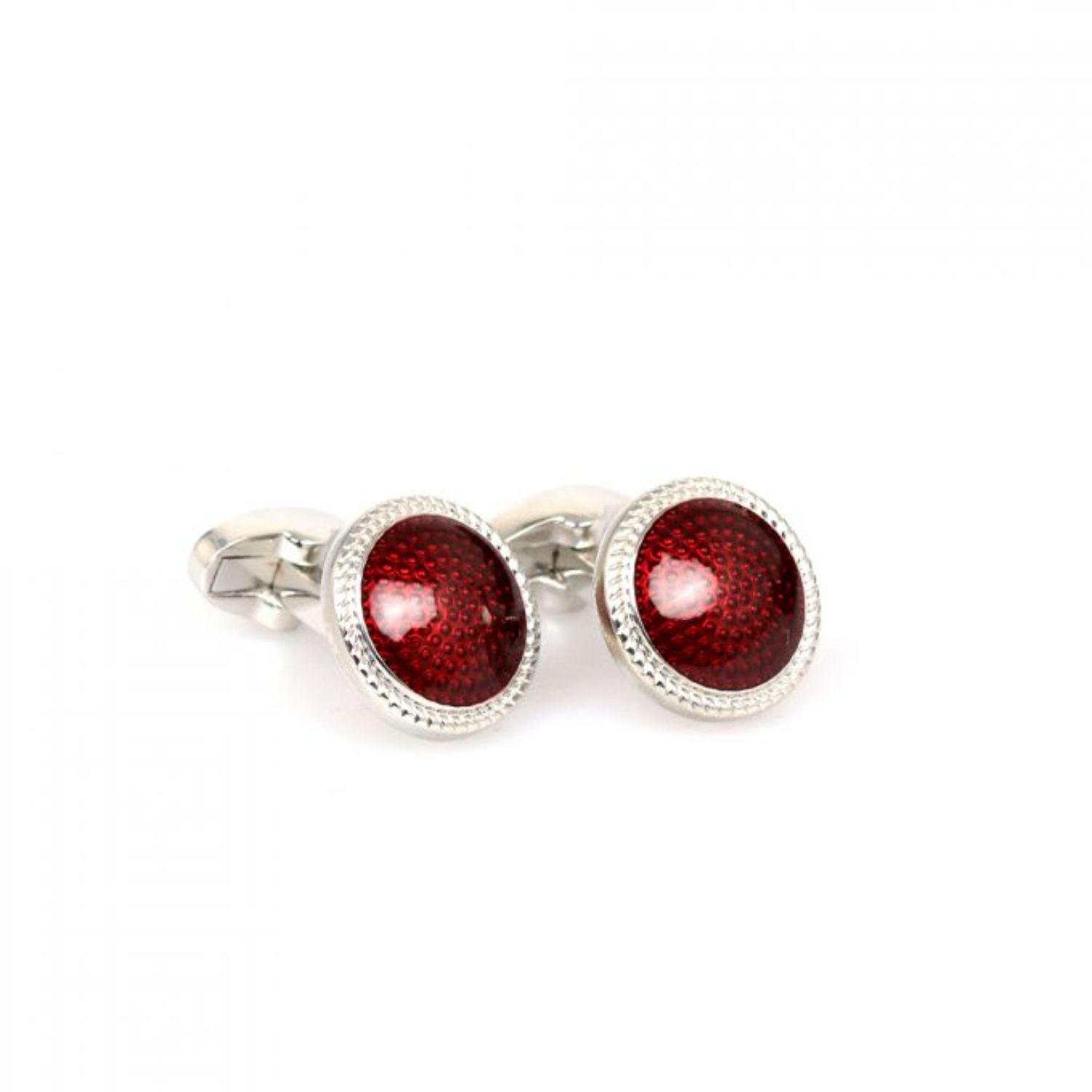 Men's Round Cufflink – Silver Burgundy | David Wej