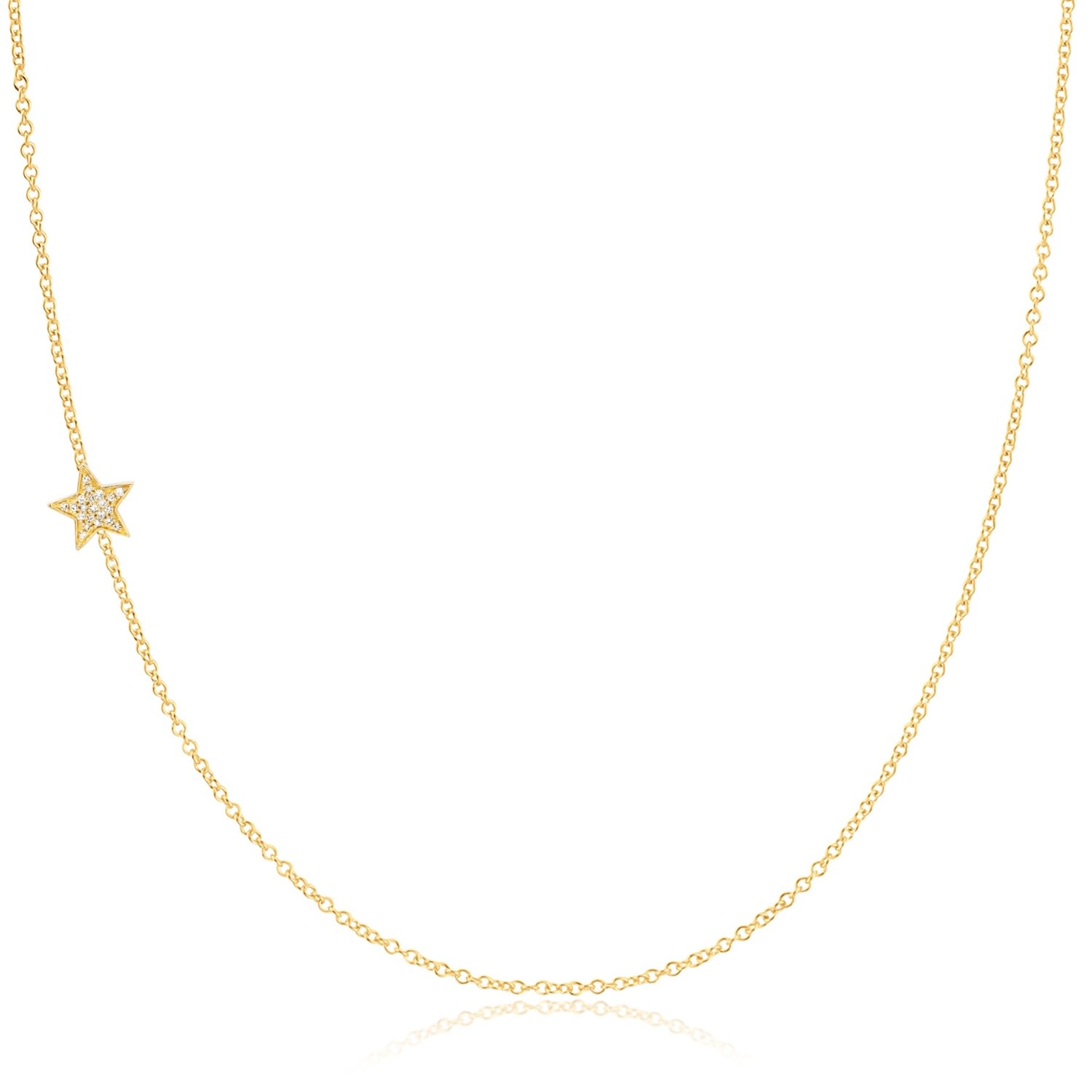 Maya Brenner Women's 14k Gold Asymmetrical Charm Necklace - Yellow Gold - Pavé Star In Gold