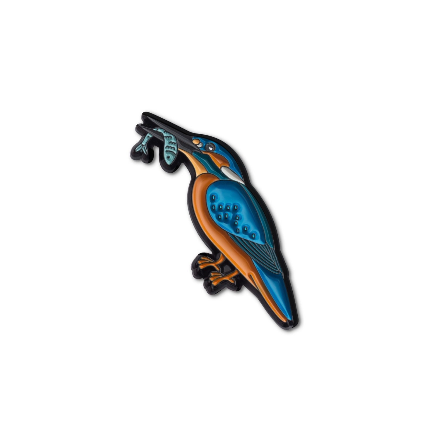 Make Heads Turn Women's Blue / Orange Enamel Pin Kingfisher In Blue