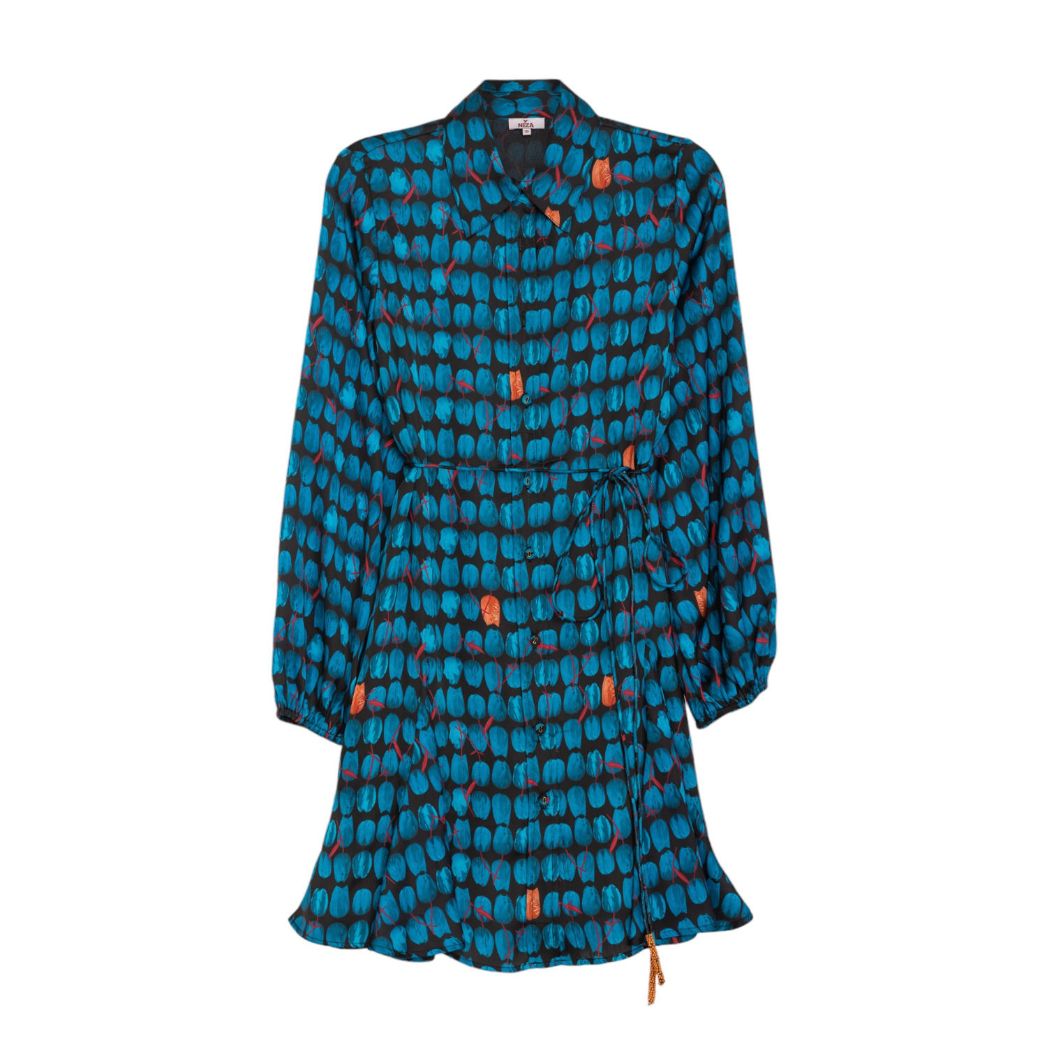 Niza Women's Short Shirt Dress With Ruffles Blue In Blue