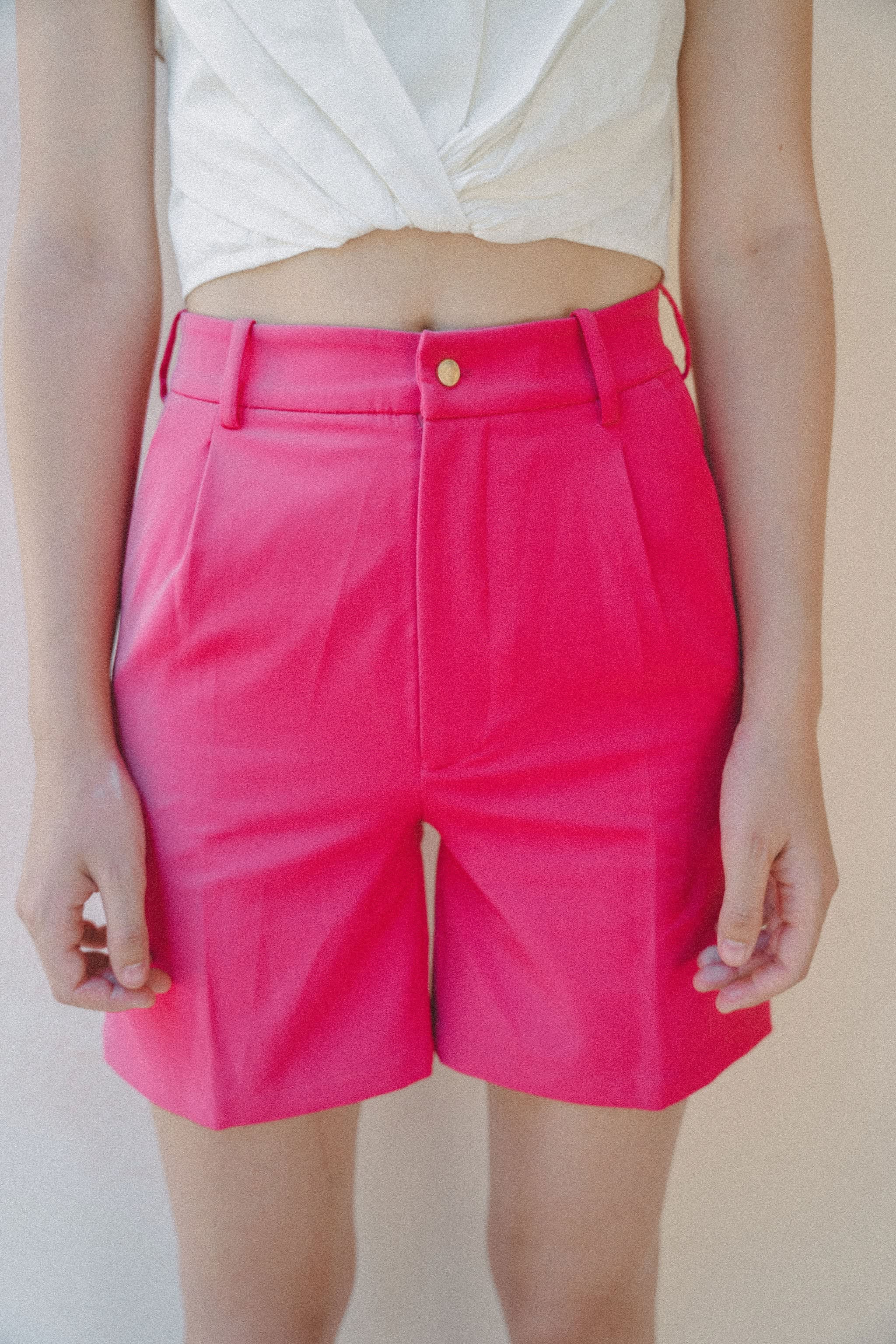 Rosa Tailored Pink Shorts, Aarabhi London