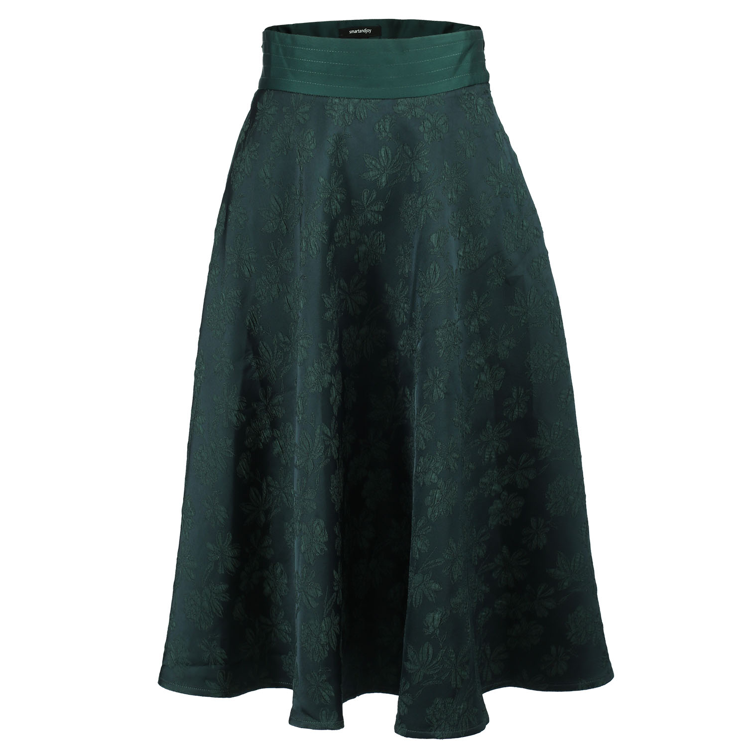 Smart And Joy Women's Flared Jacquard Skirt - Green In Green