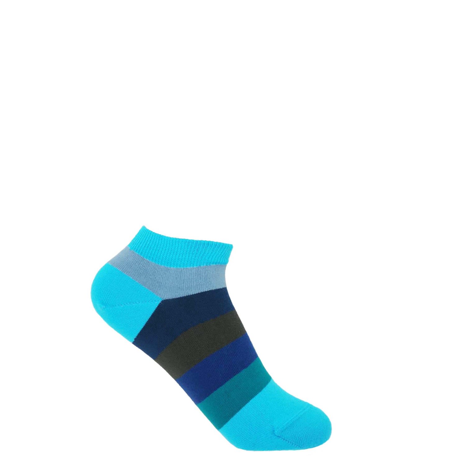 Peper Harow - Made In England Blue Block Stripe Women's Trainer Socks – Aqua