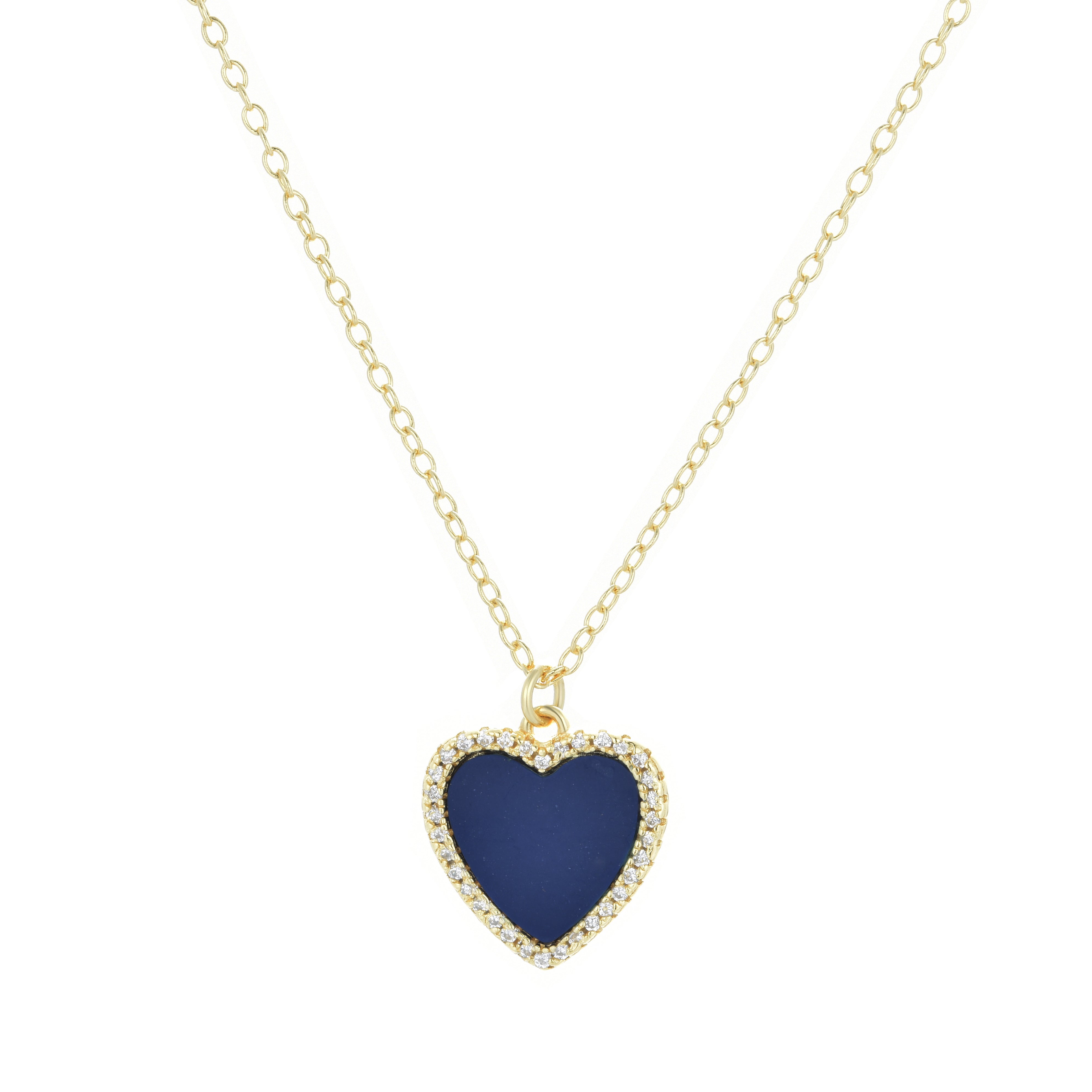 Women’s Blue Lapis Lazuli Heart Necklace With Crystals Kamaria