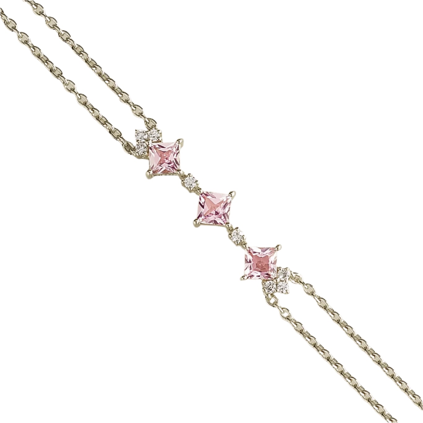 Juvetti Women's White / Pink Forma White Gold Bracelet Set With Pink Sapphire & Diamond In Multi