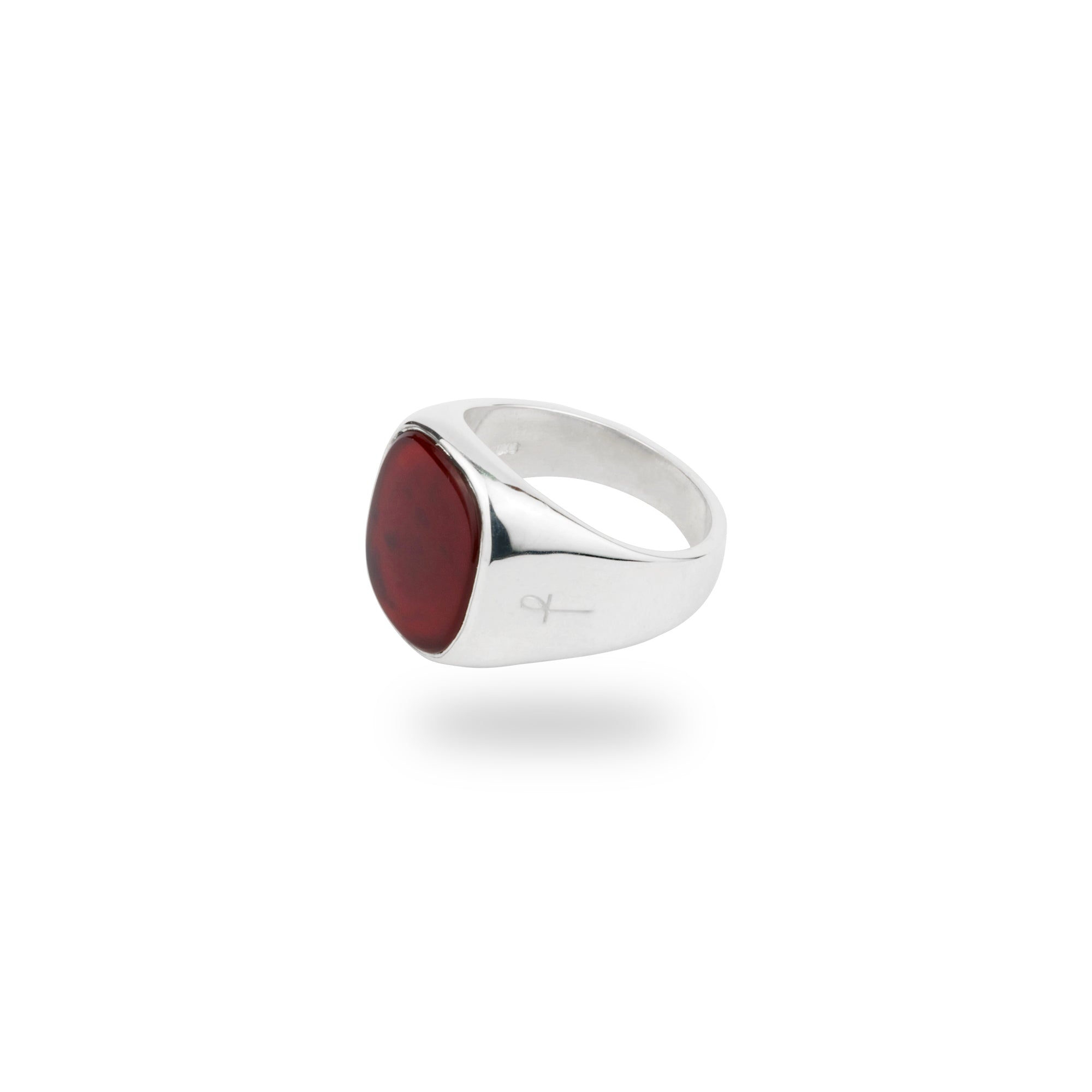 Phira London Men's Silver / Red Silver Square Carnelian Signet Ring In Multi