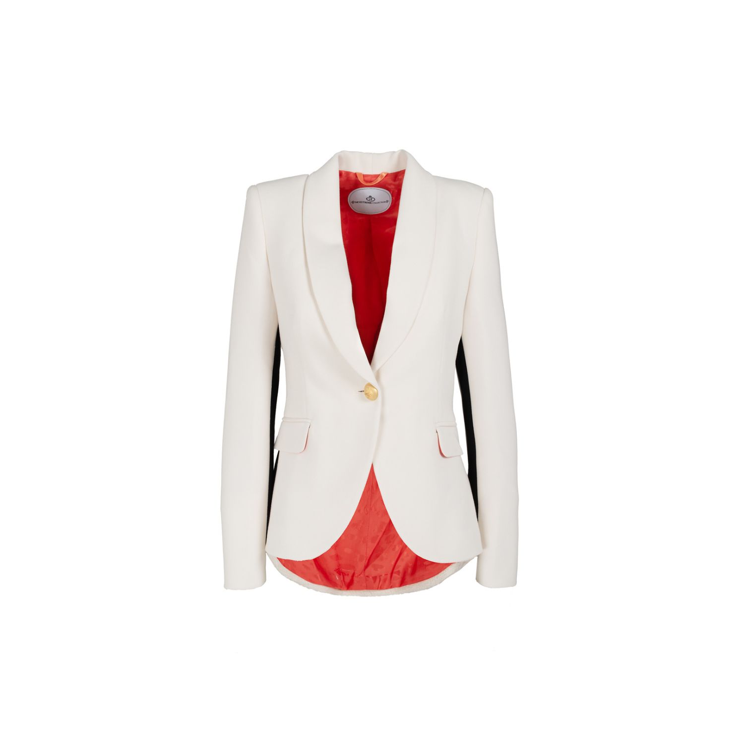 The Extreme Collection Women's Black / White White Tailored Blazer With Black Side Panels And Shawl Lapel Madison In Black/white