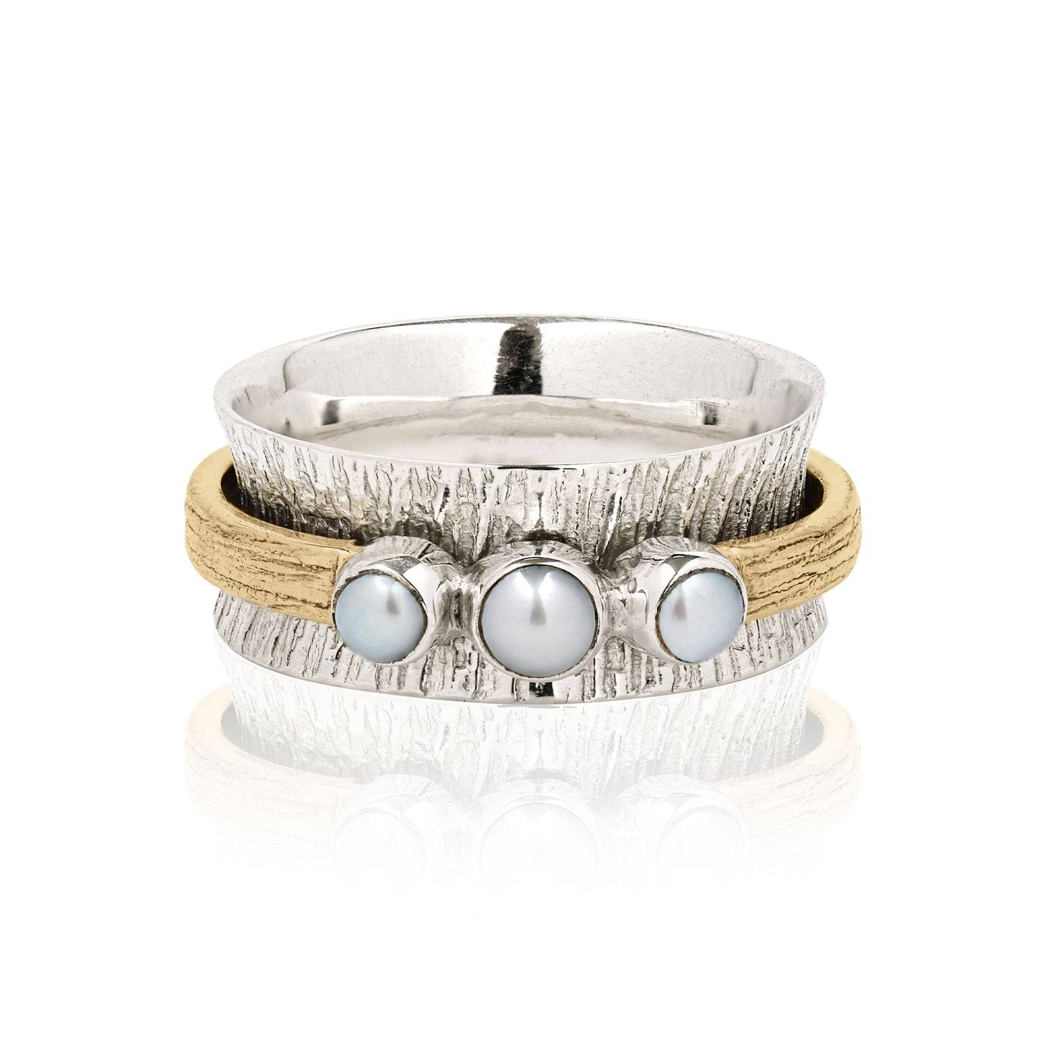 Charlotte's Web Jewellery Women's Silver / Gold / White Nature Purity Silver Spinning Ring