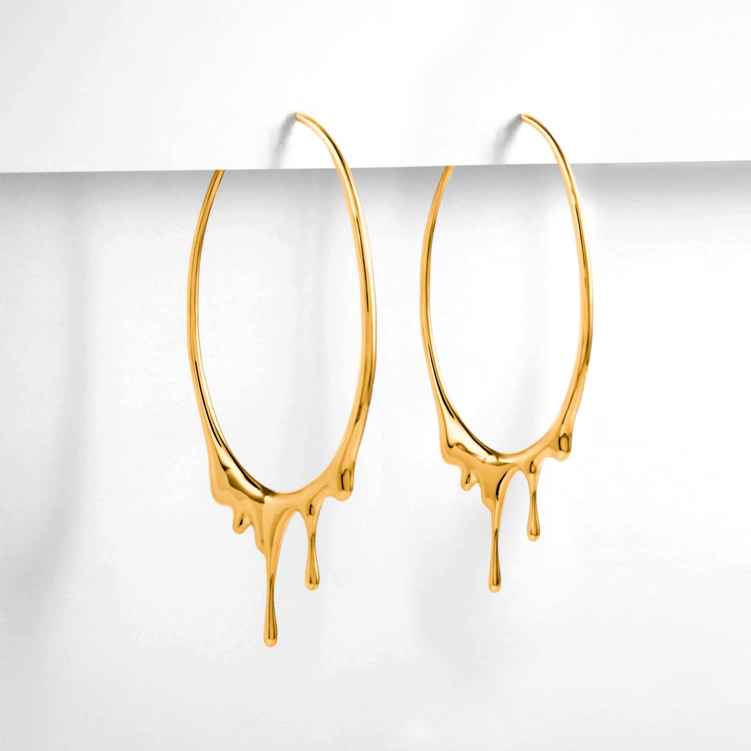 Dripping hoop earrings clearance