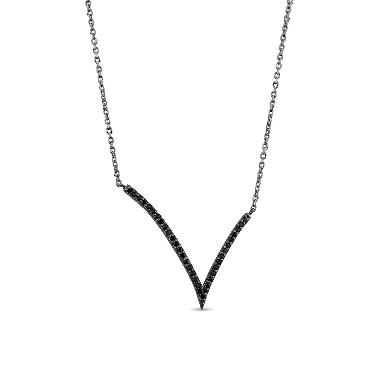 Sally Skoufis Women's Shine Necklace With Man Made Cz Diamond Stimulant In Sterling Silver & Premium Black Rhodium In Black