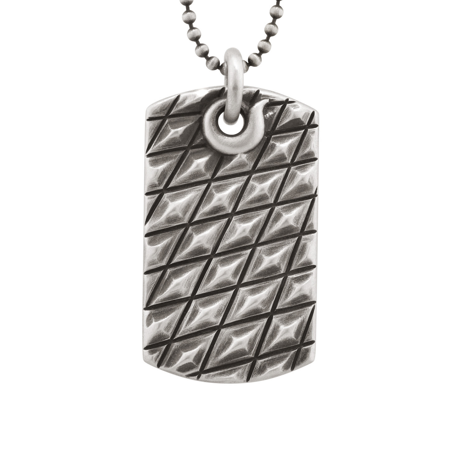 Snake Bones Men's Silver Alligator Scales Dog Tag Pendant Necklace