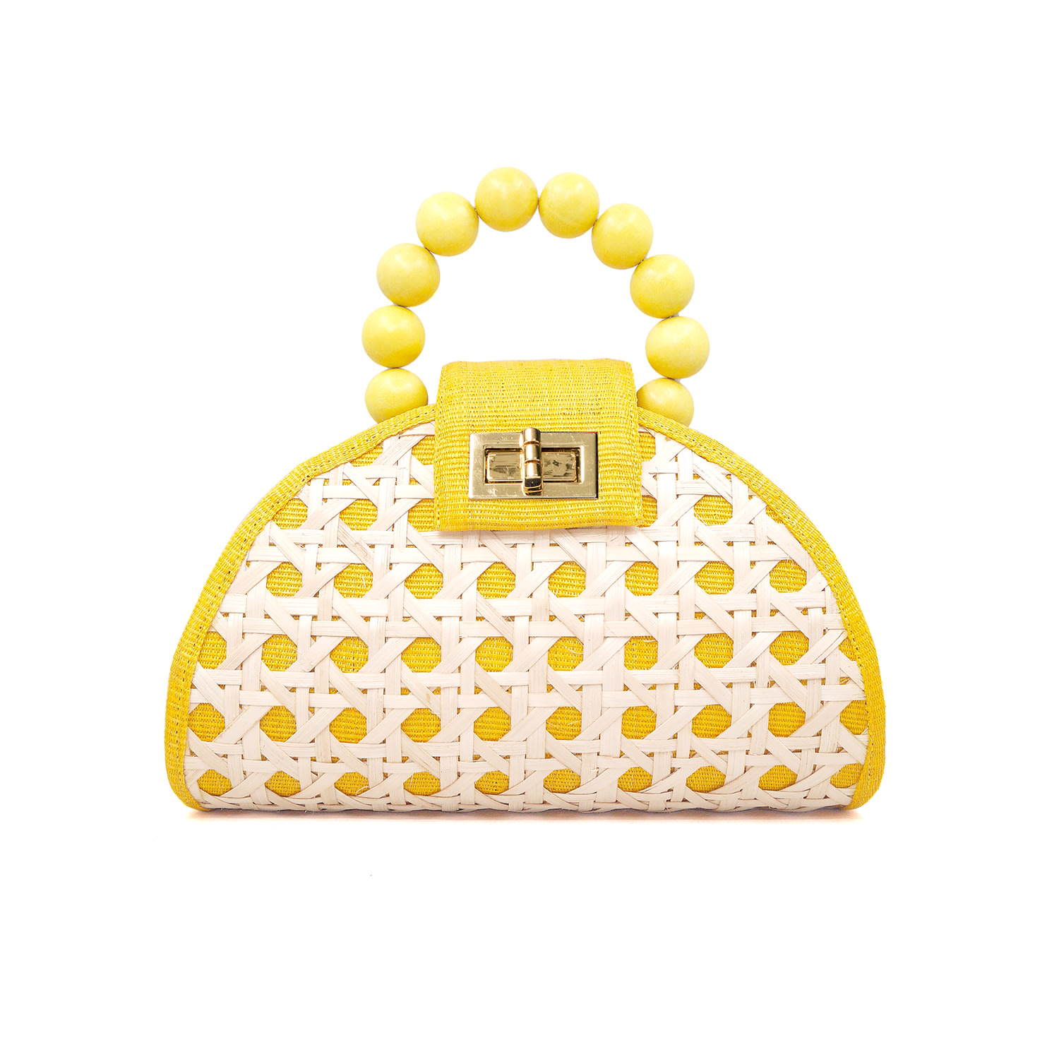 Women’s Yellow / Orange The Bella Yellow Rattan Woven Statement Handbag Soli & Sun