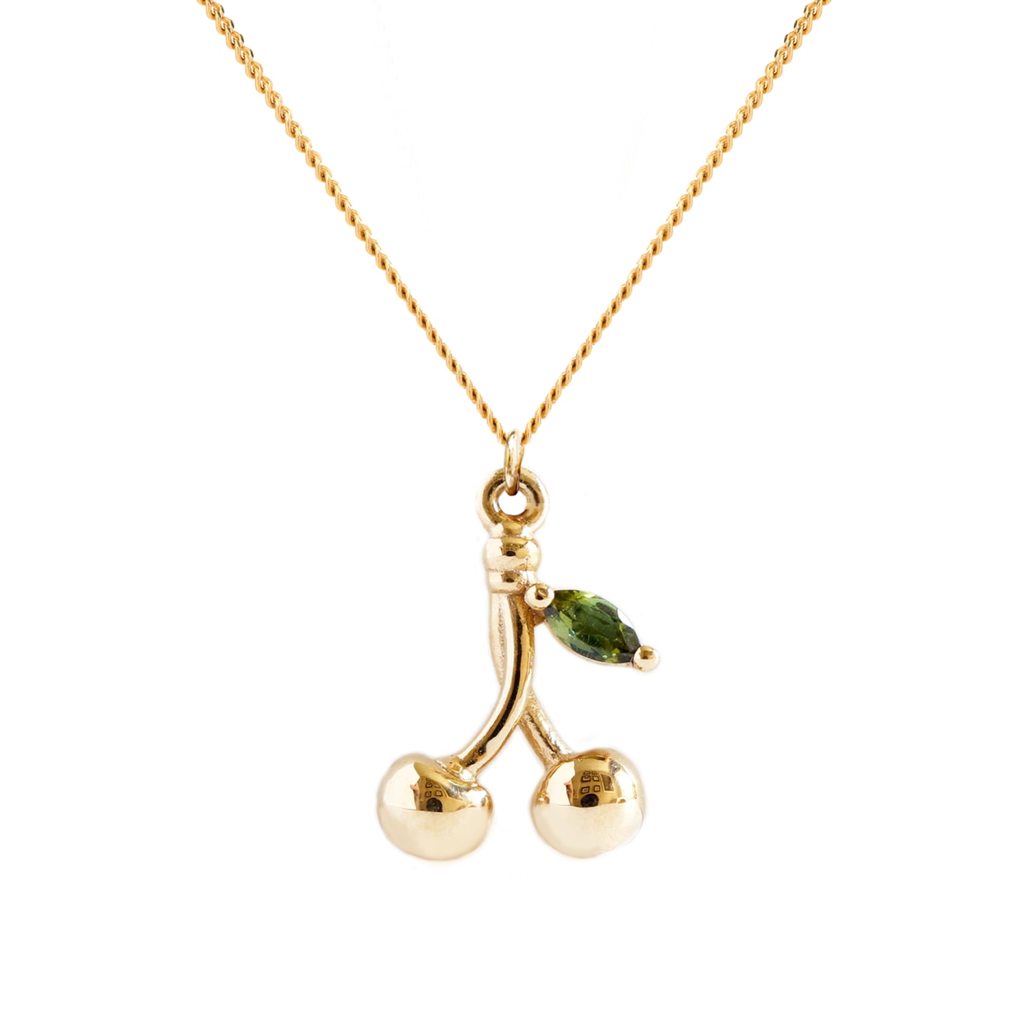 Lee Renee Women's Cherry & Green Tourmaline Leaf Necklace - Gold In Gold