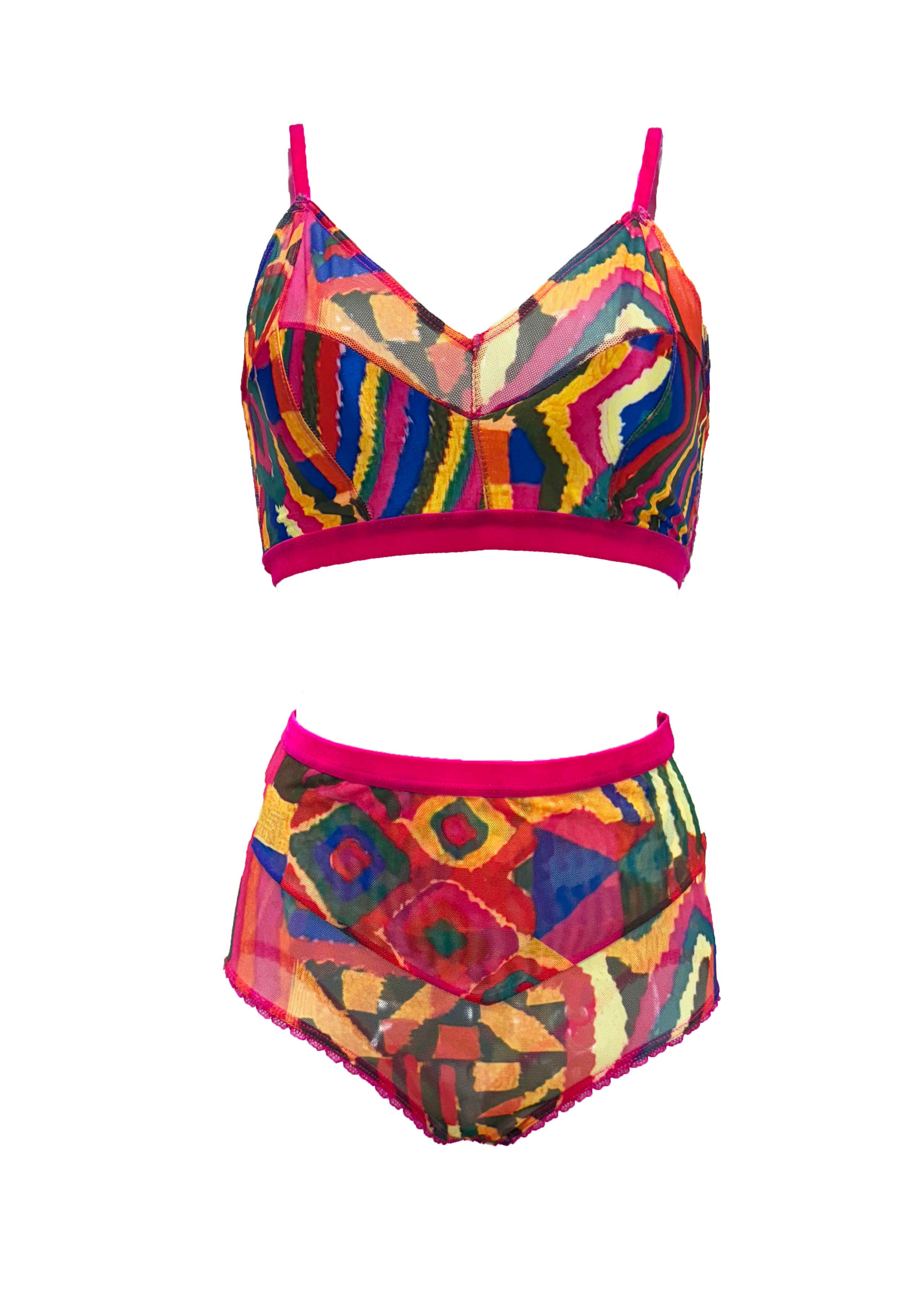 Women's Cuzco Print Mesh & Satin Bralette | Medium | Carol Coelho